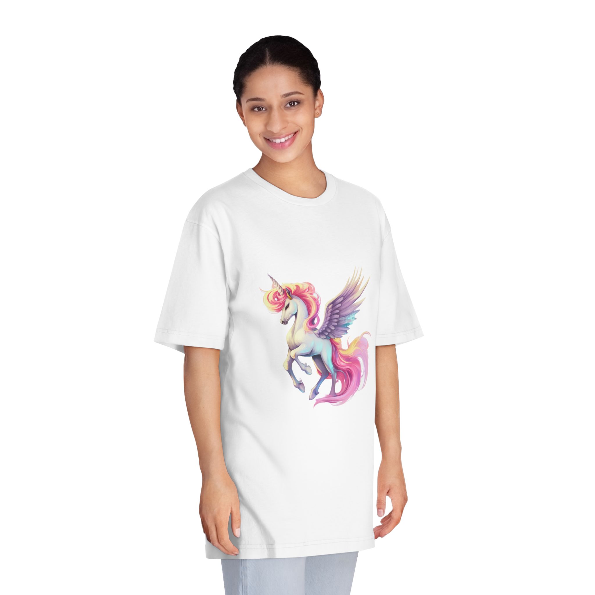 Unicorn With Wings Pink Mane Unisex Classic Crewneck T Shirt - Image 3