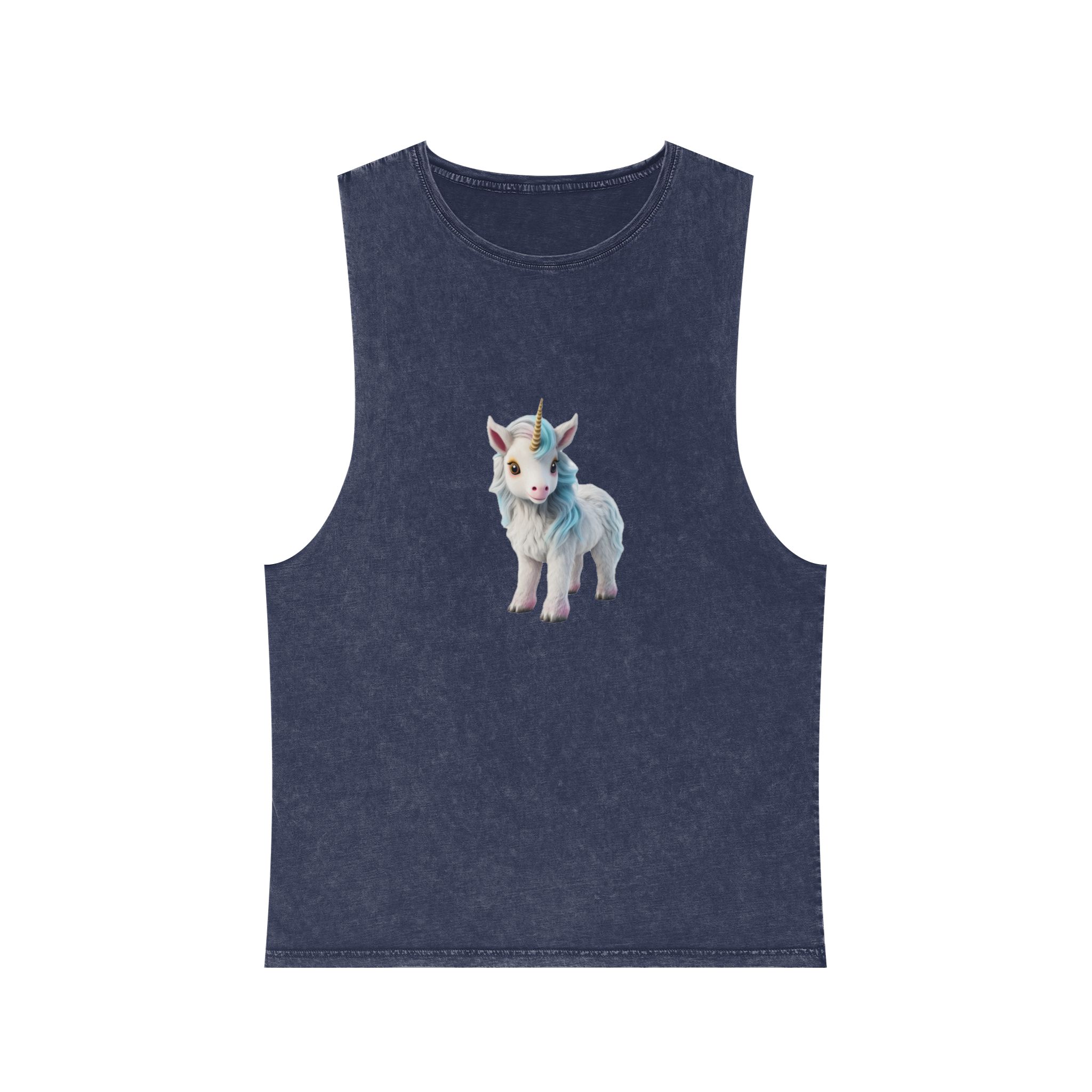 Colorful Cartoon Animated 3d Unicorn Children (7) Unisex Stonewash Tank Top - Image 13