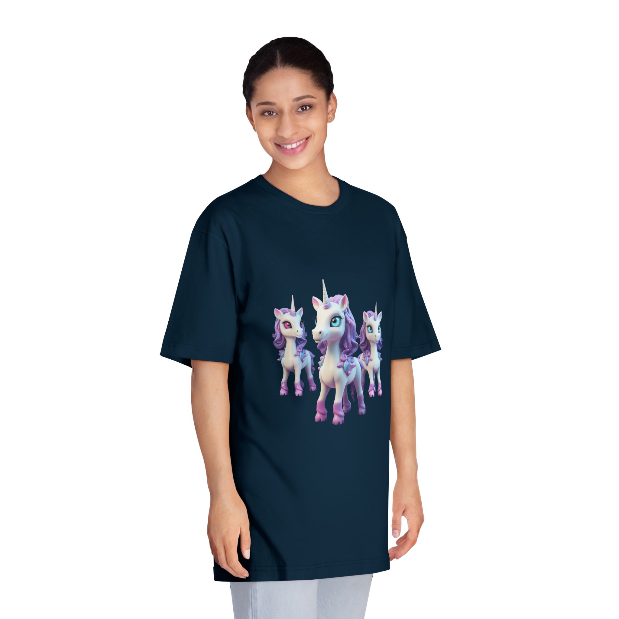Mythical Unicorn Kids Figurine Style (2) Unisex Classic Crewneck T Shirt - Image 19