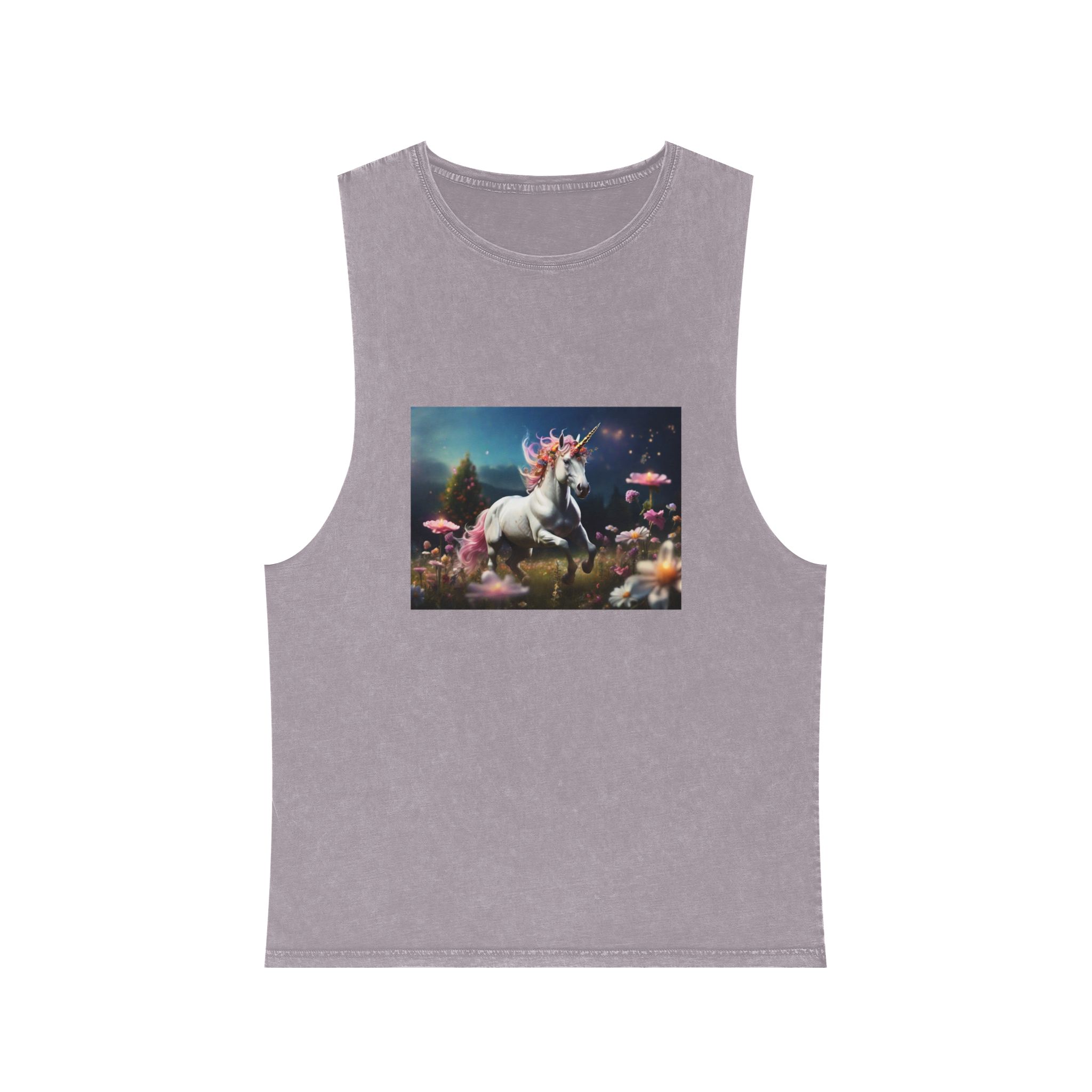Beautiful Unicorn Running Magical Meadow Unicorn Background Images Whimsical Unicorn (23) Unisex Stonewash Tank Top - Image 17
