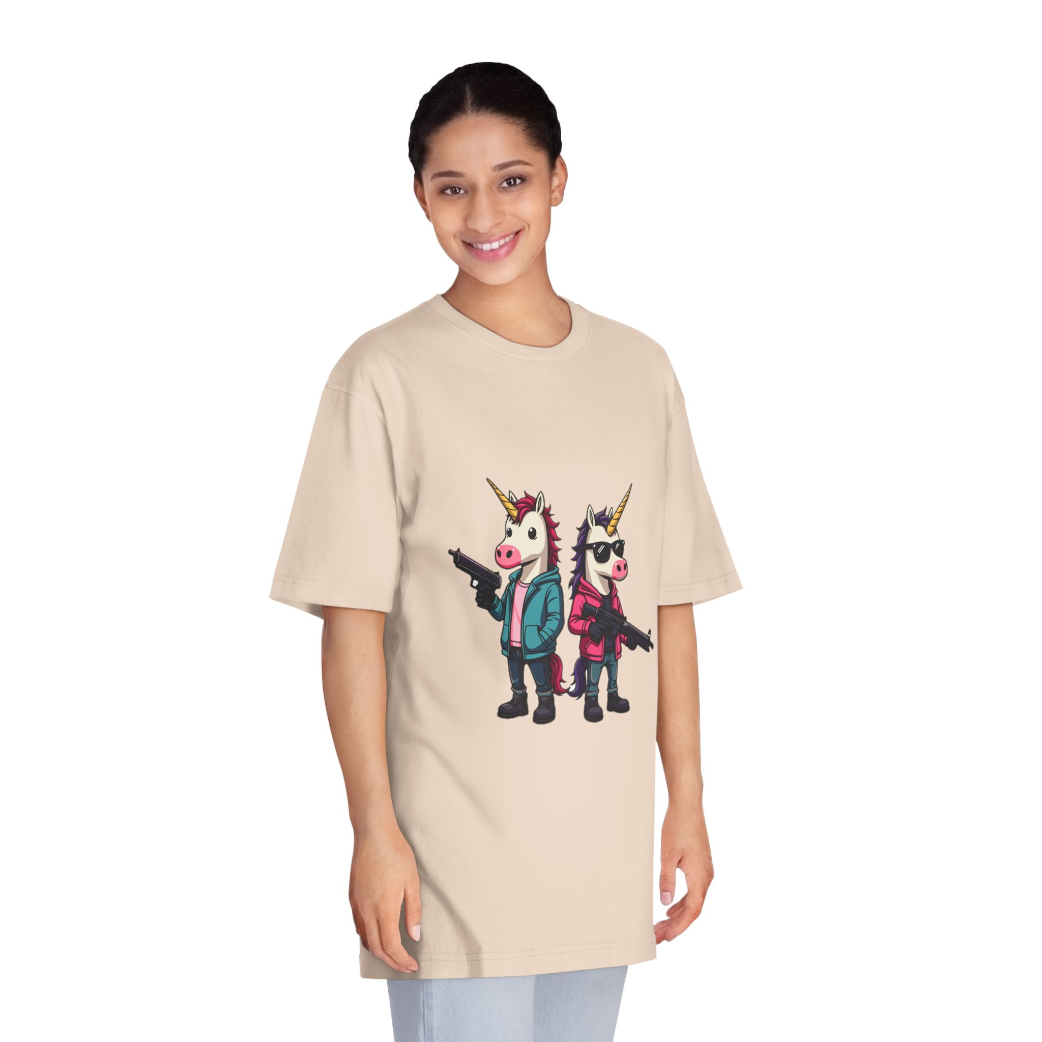 Two Unicorns With Horns Horns Standing Each Other Unisex Classic Crewneck T Shirt - Image 11