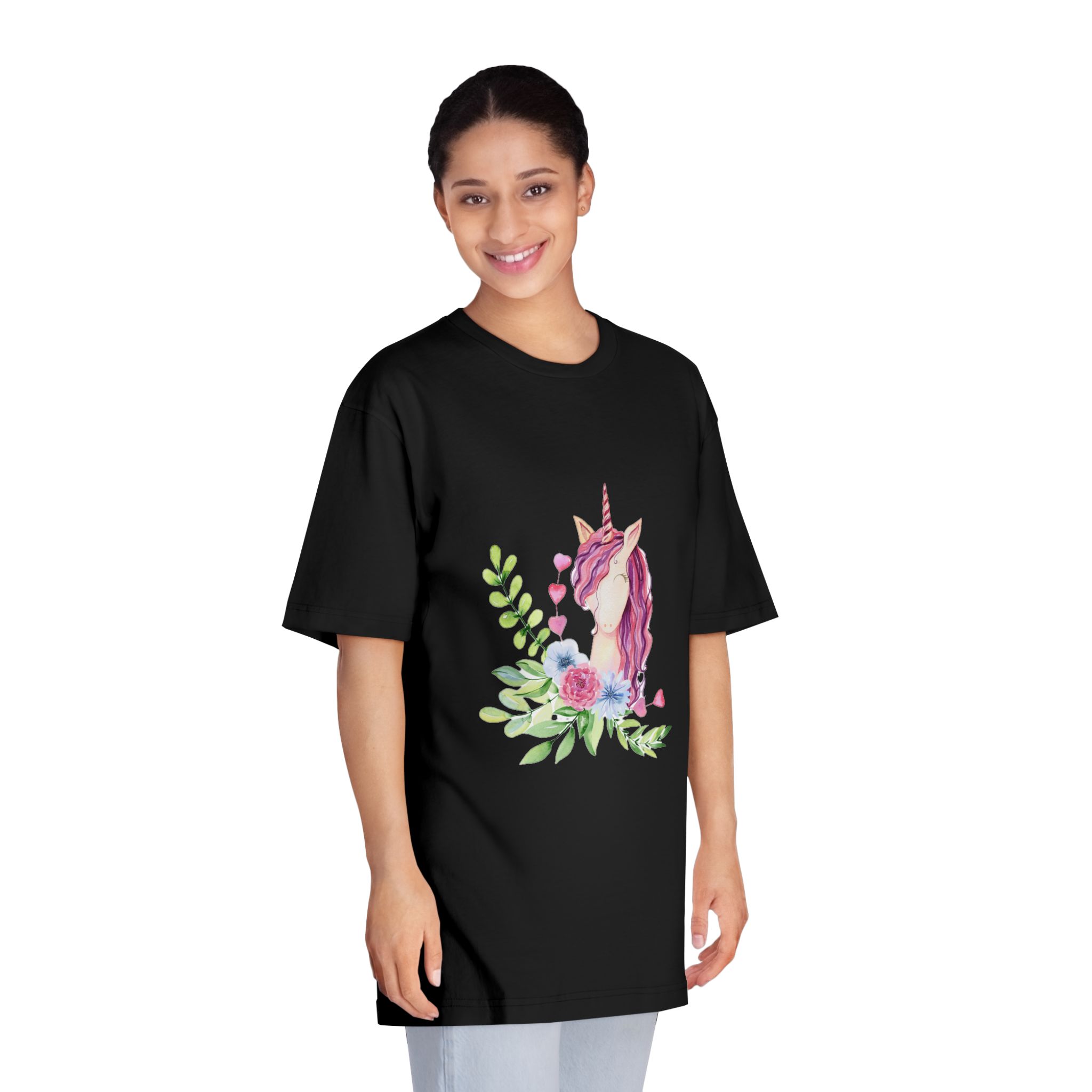 Watercolor Cute Unicorn Unisex Classic Crewneck T Shirt - Image 7