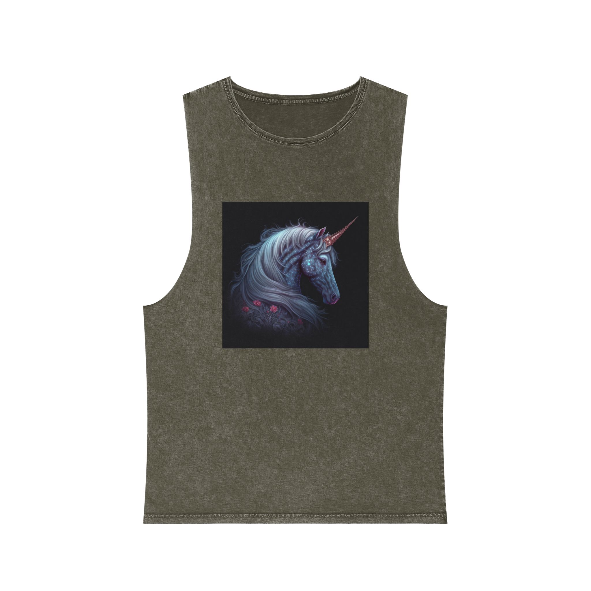 Adorable Colorful Unicorn Unisex Stonewash Tank Top - Image 5