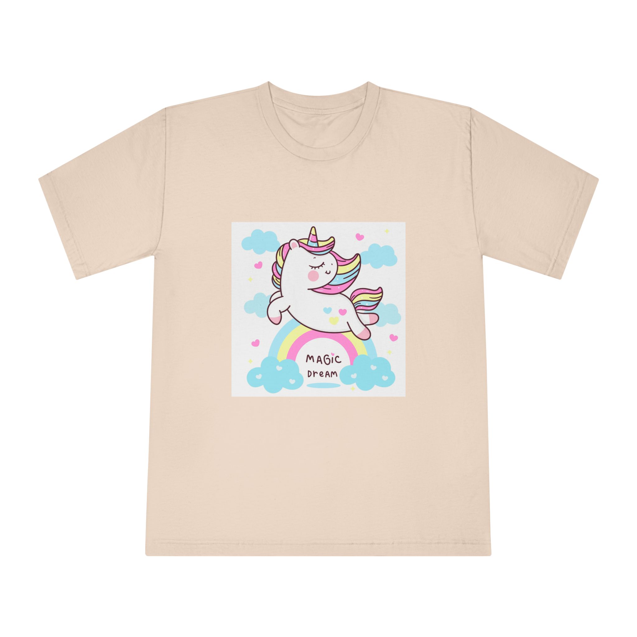 Cute Unicorn Pegasus Vector Fly On Sky With Rainbow Sweet Heart and Cloud Pony Cartoon Pastel Background Valentines Day Unisex Classic Crewneck T Shirt - Image 9