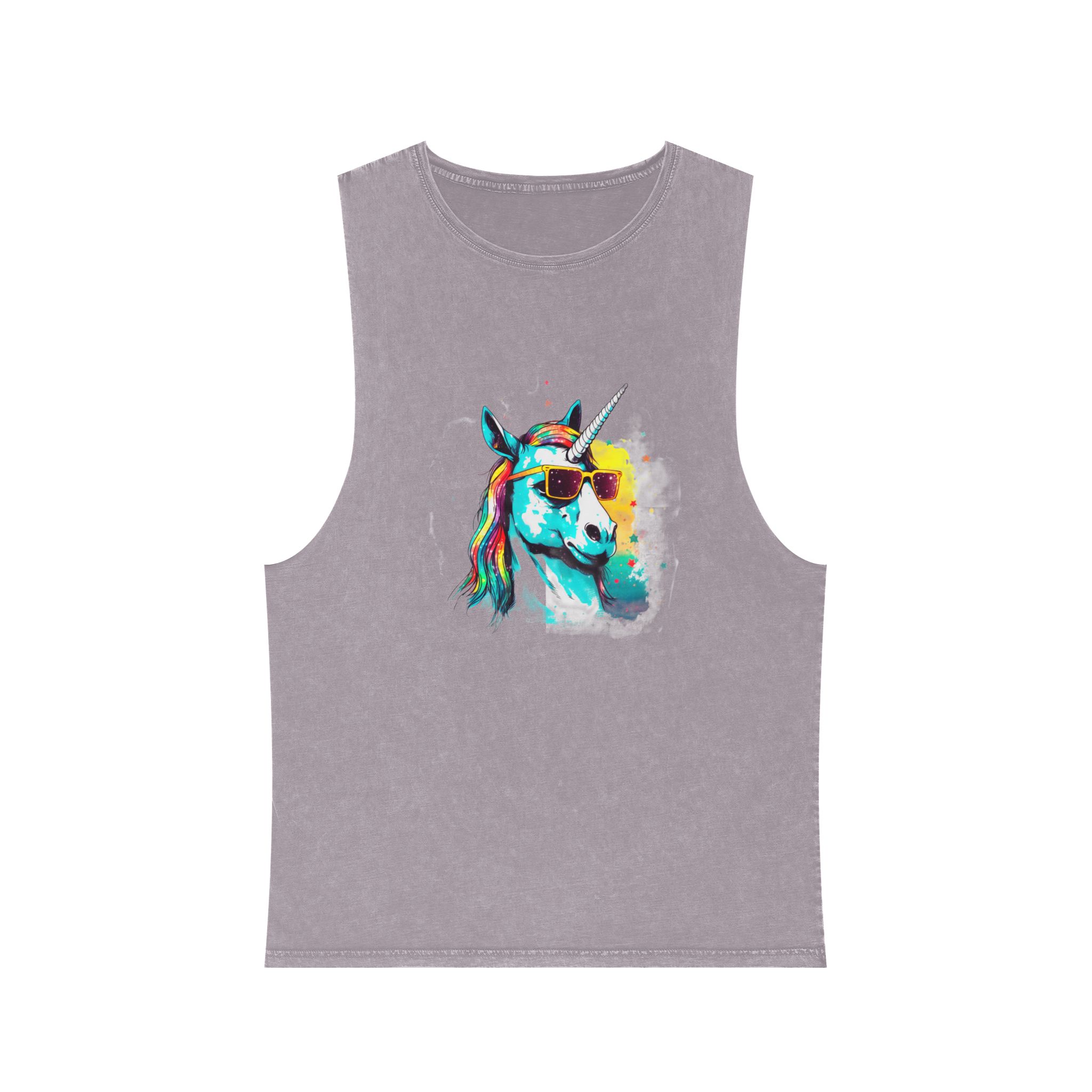 Cute Cartoon Baby Unicorn Isolated Transparent Background Ideal Tshirt Prints Stickers Mugs Unisex Stonewash Tank Top - Image 17