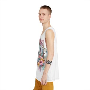 Unicorn With Flower Crown His Head Mens Tank Aop