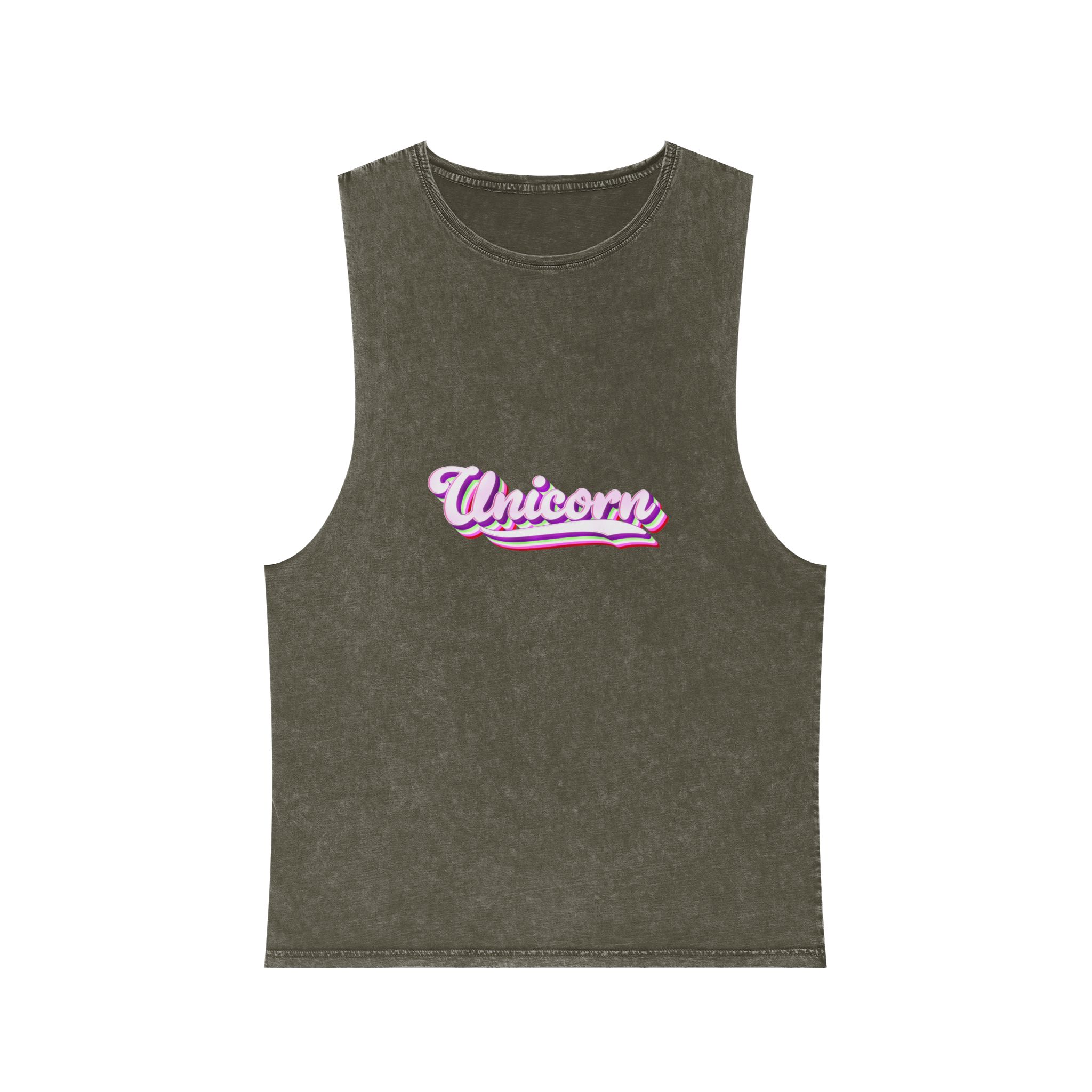 Unicorn Text Effect Editable Magical and Whimsical Customizable Font Style Unisex Stonewash Tank Top - Image 5