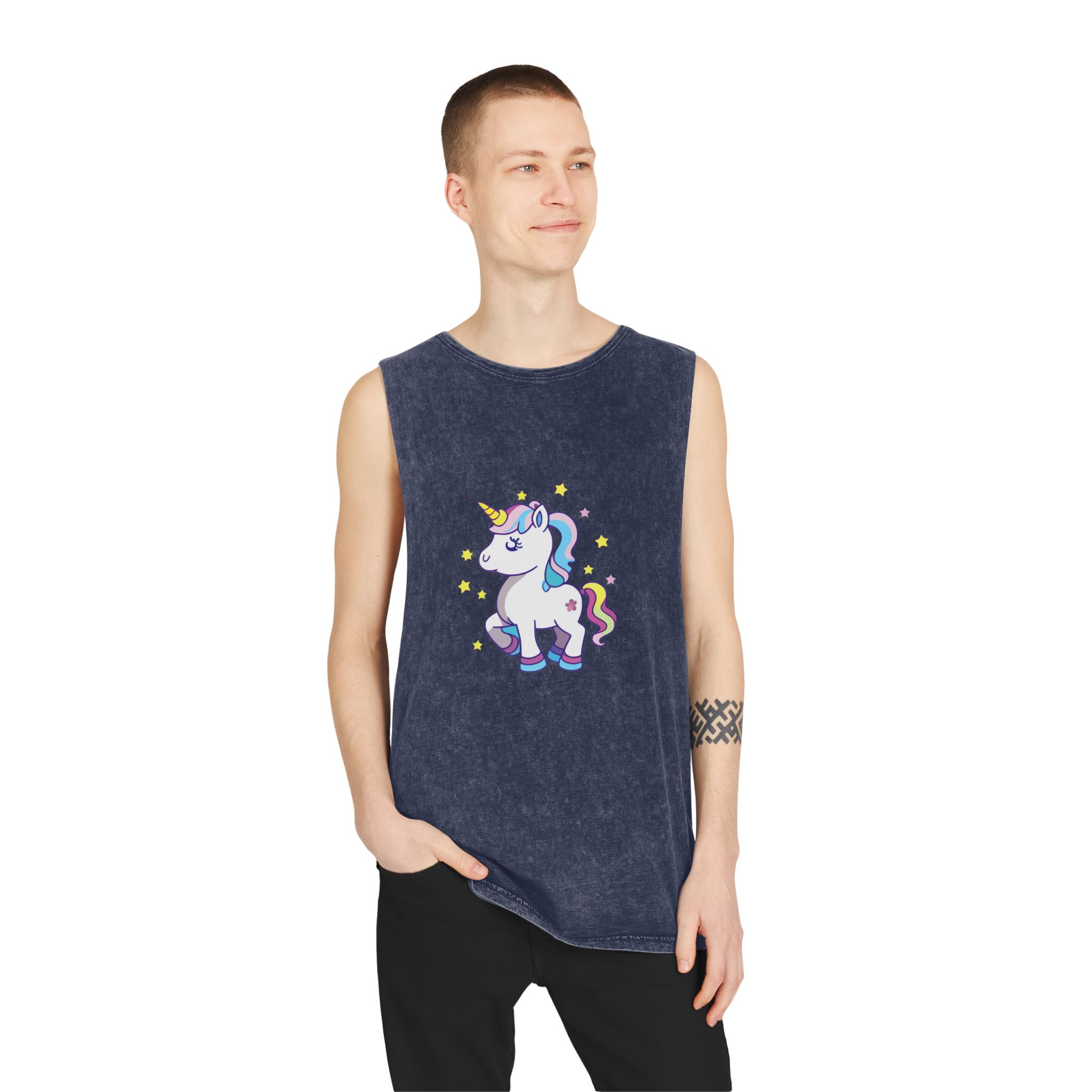 Unicorn 2 Unisex Stonewash Tank Top - Image 15