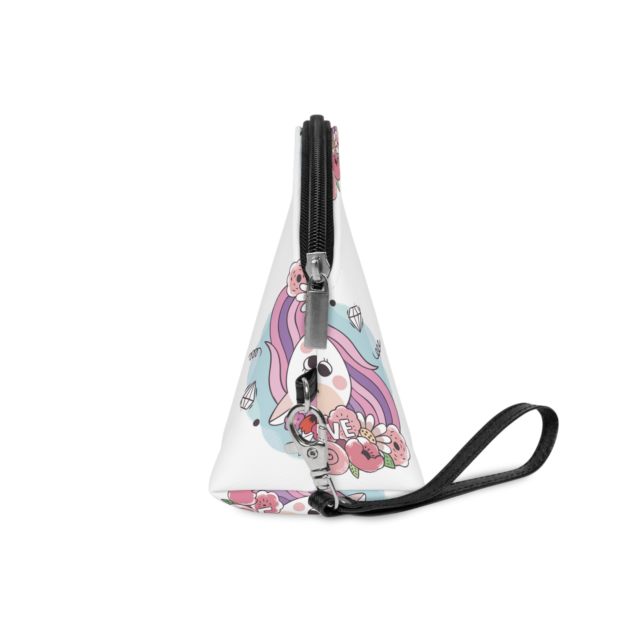 Cartoon Cute Sweet Unicorns Flower Makeup Bag - Image 3