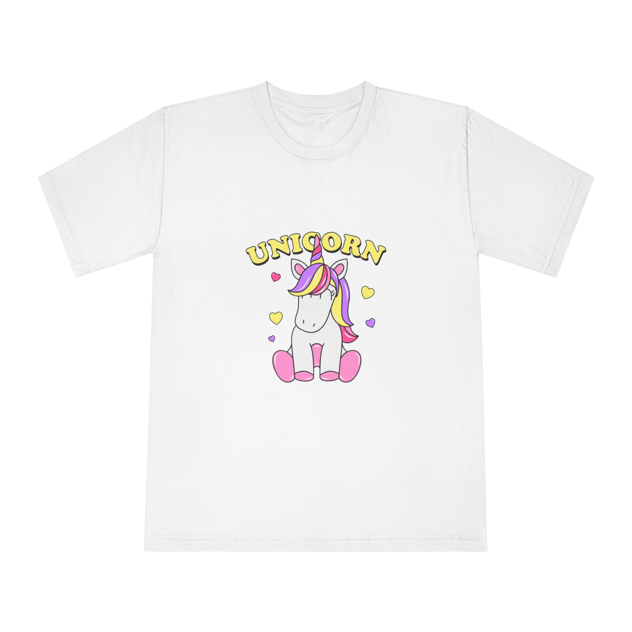 Cute Unicorn With Colorful Hair Hearts Unisex Classic Crewneck T Shirt