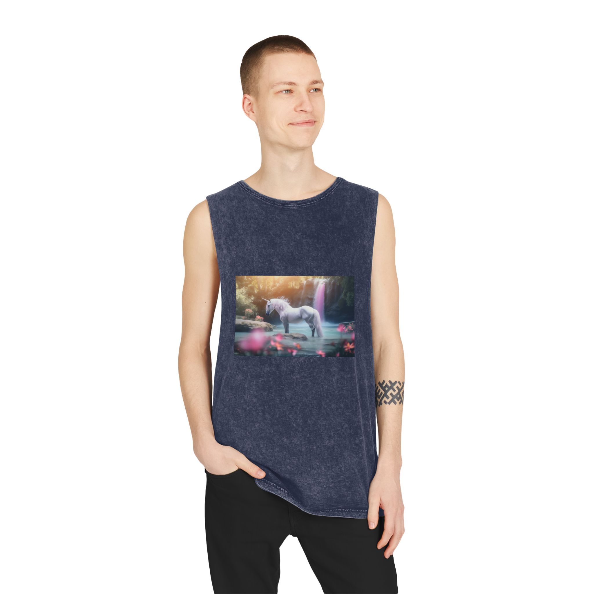 Magical Mythical Unicorn Creature 8 Unisex Stonewash Tank Top - Image 15