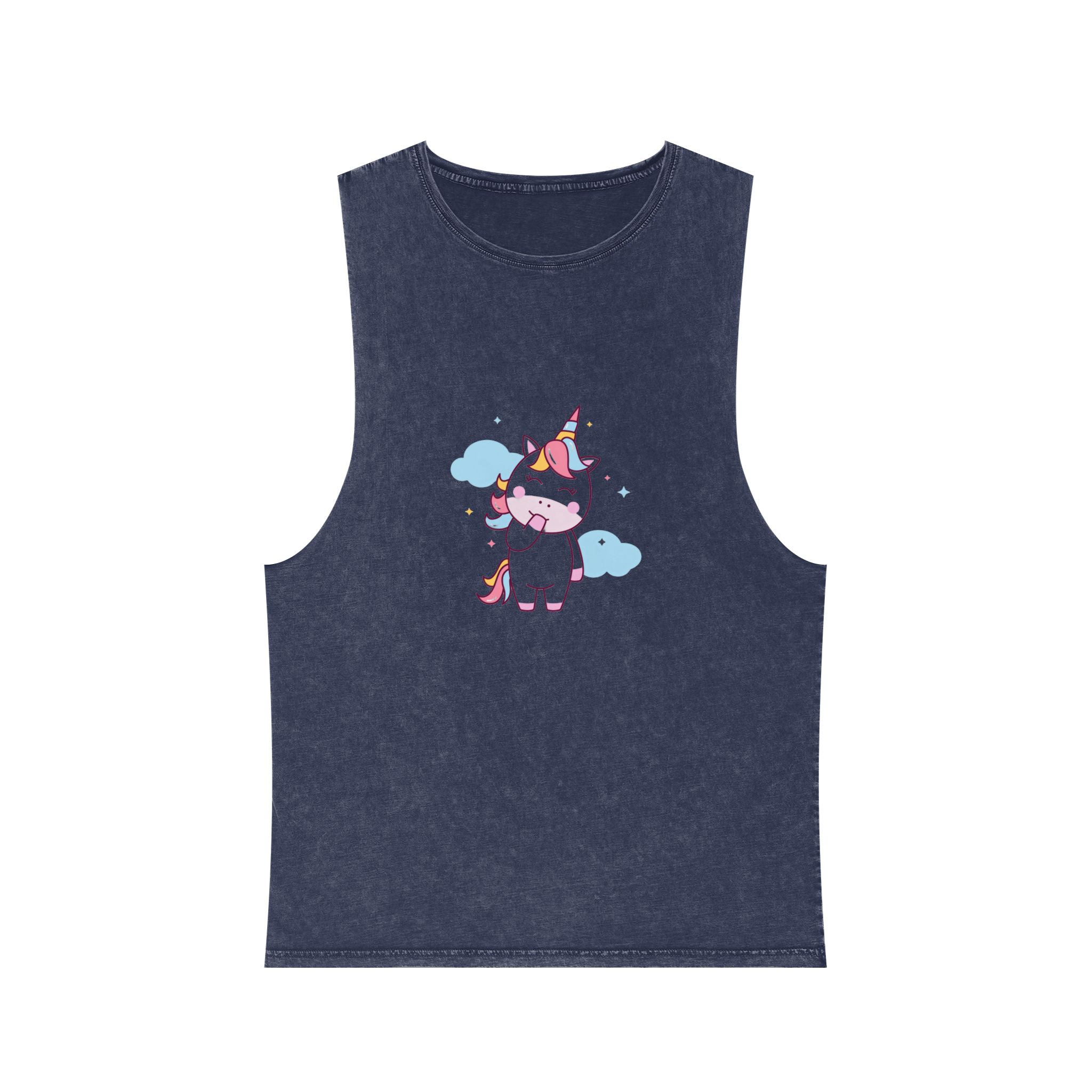 Cute Unicorn Illustration Unisex Stonewash Tank Top - Image 13