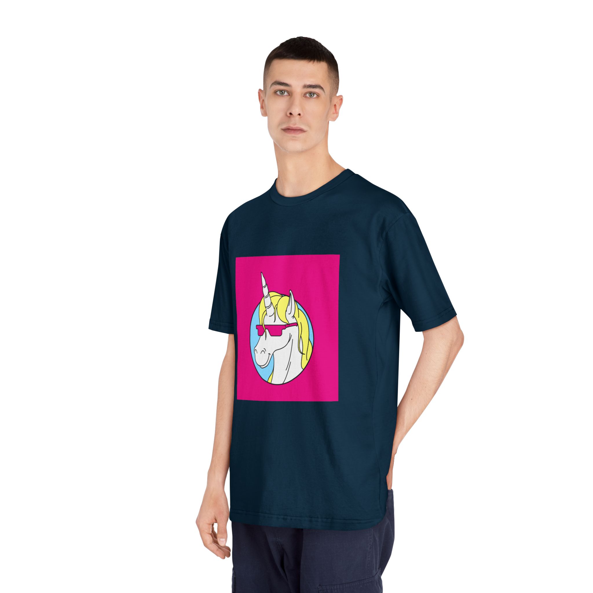 Retro Emblem of Unicorn Wearning A Glasses Unisex Classic Crewneck T Shirt - Image 20