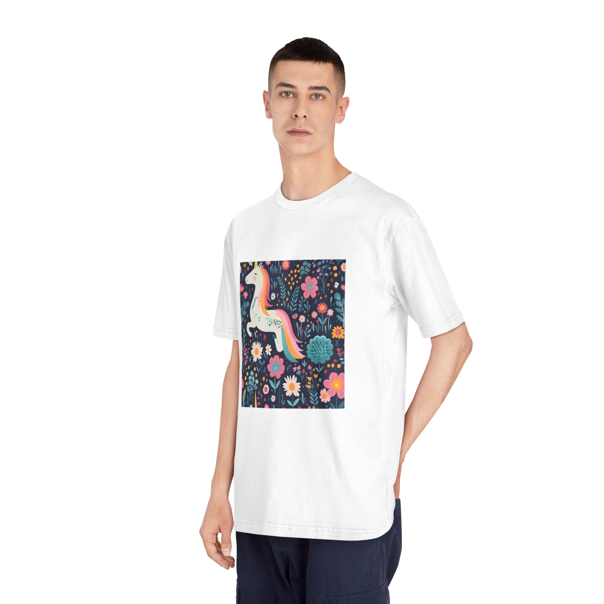 Childish Seamless Pattern Background With Colorful Unicorns (1) Unisex Classic Crewneck T Shirt - Image 4