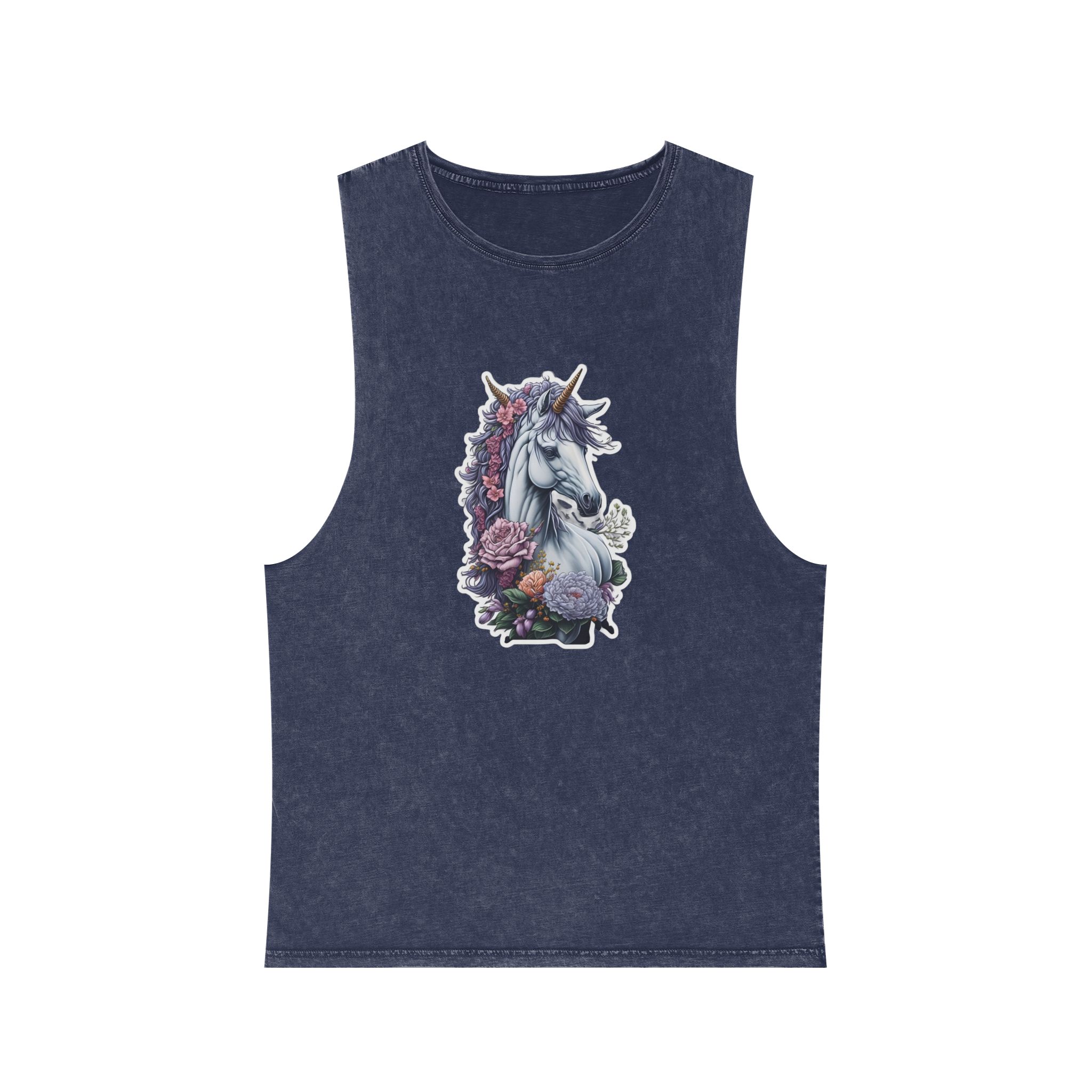 Unicorn Sticker Unisex Stonewash Tank Top - Image 13