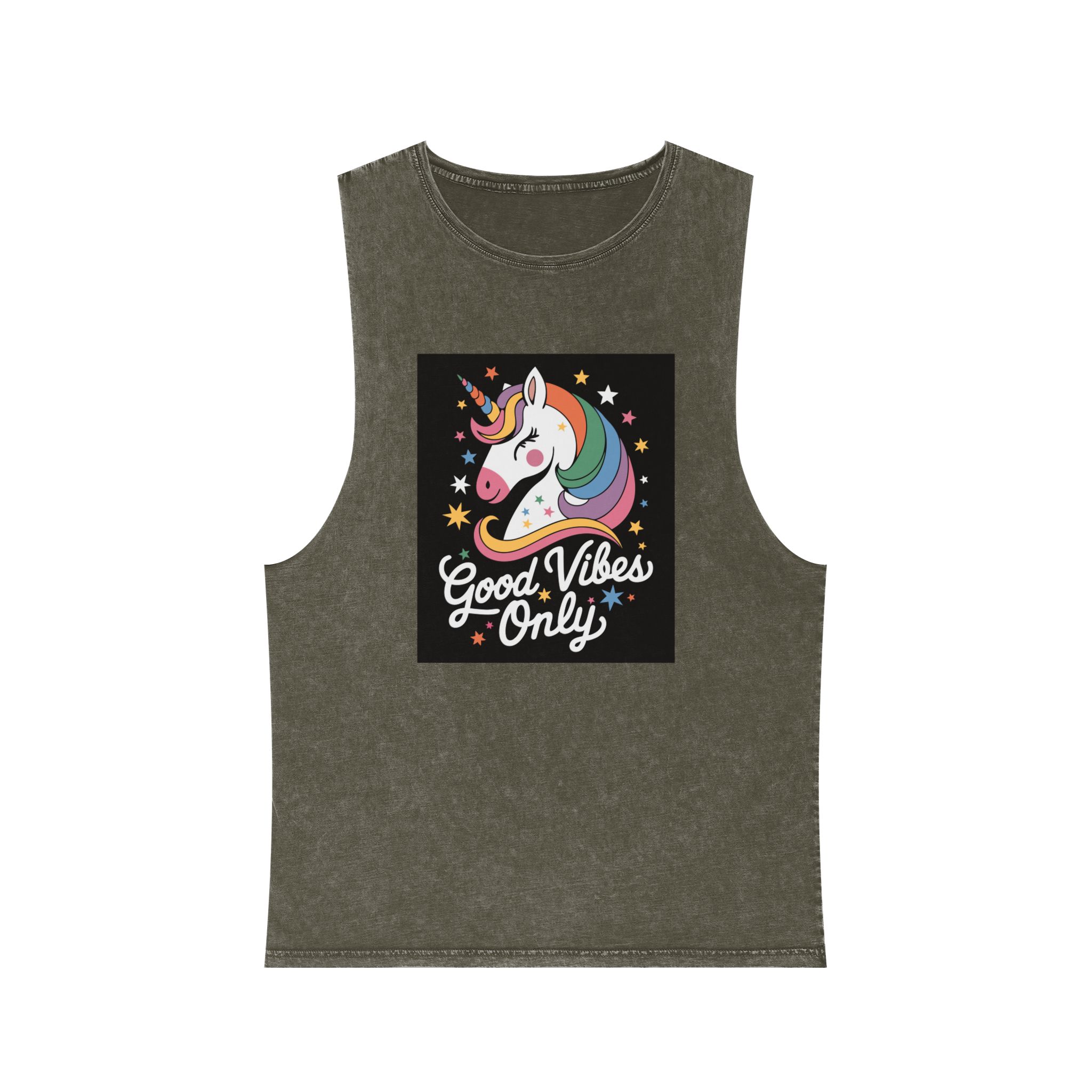 Good Vibes Only T Shirt Design Unisex Stonewash Tank Top - Image 5