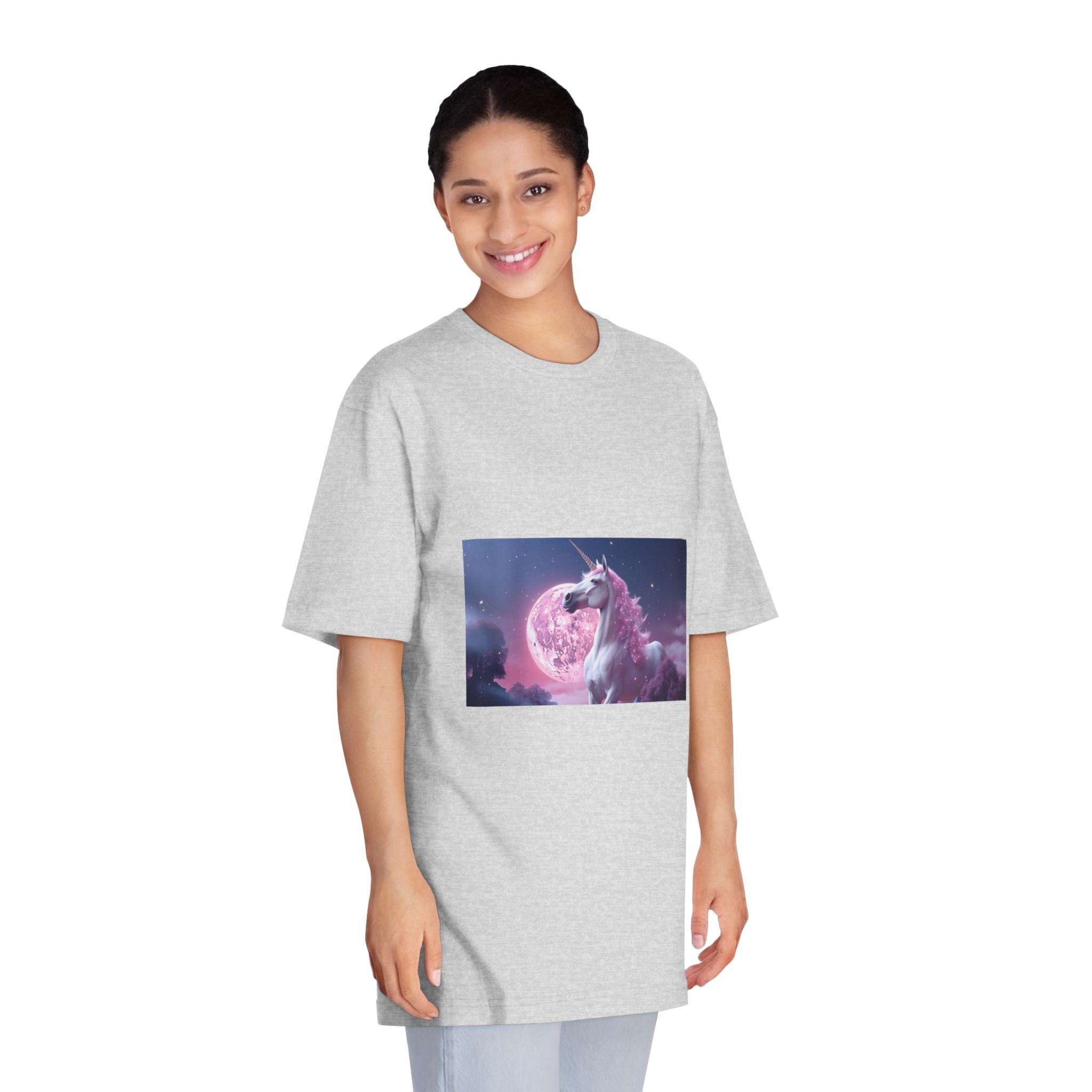 Pink Background With Unicorn Illustration Ai Generativexa Unisex Classic Crewneck T Shirt - Image 15