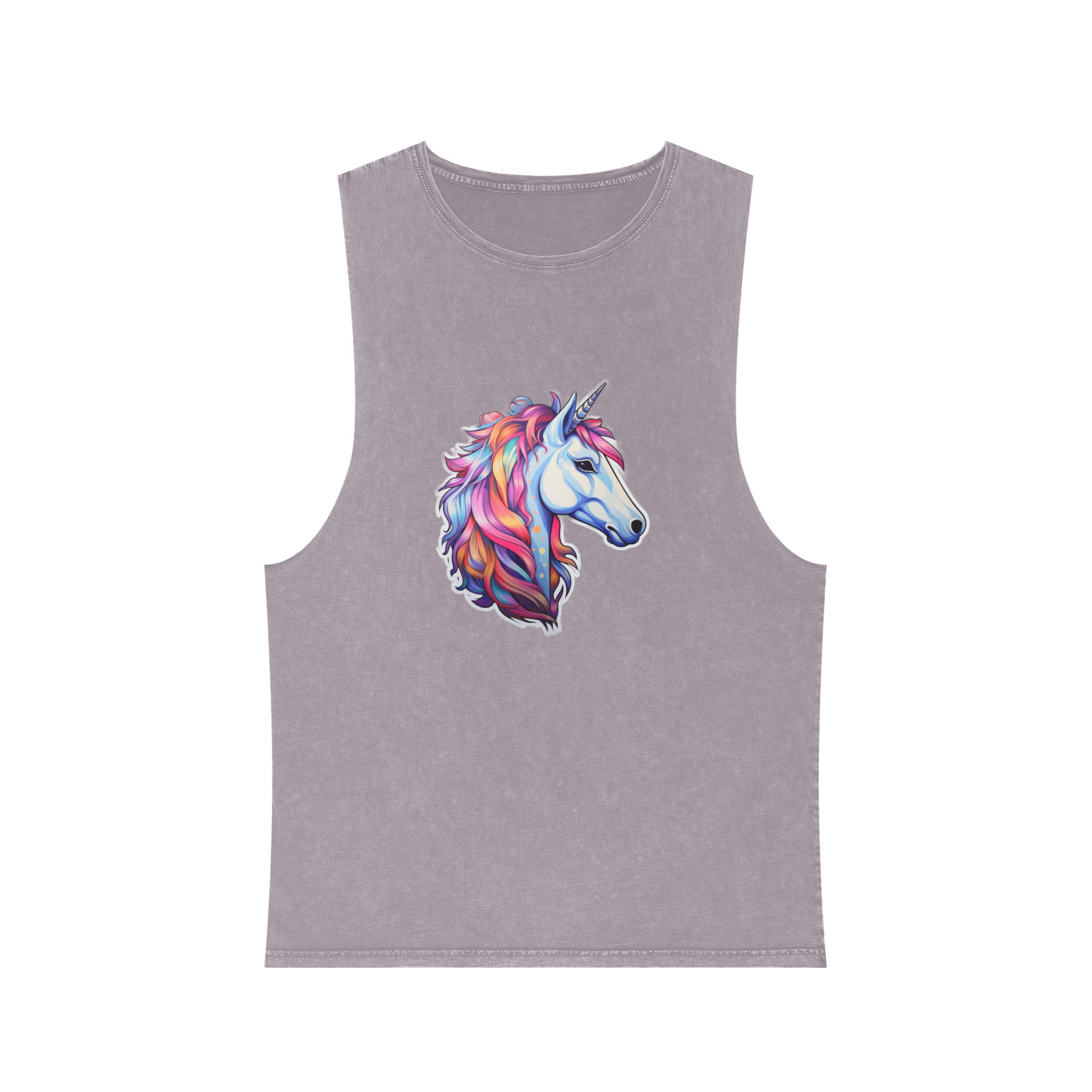 Sticker Unicorn Unisex Stonewash Tank Top - Image 17