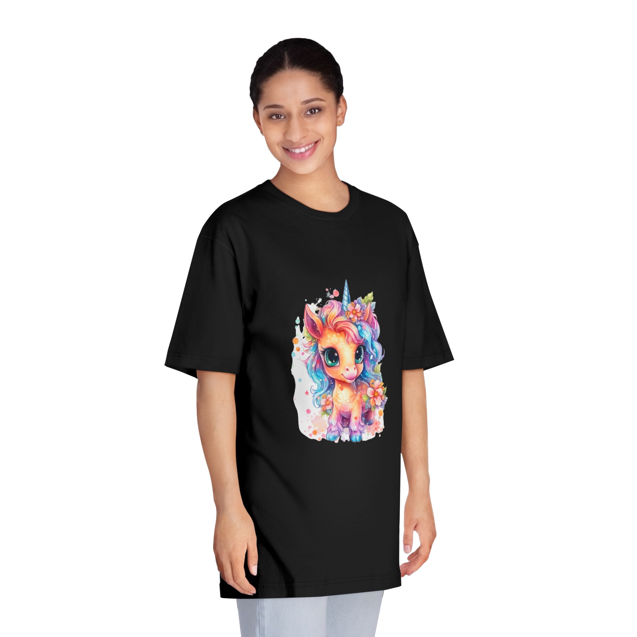 Cute Colorful Magic Unicorn With Flowers Watercolor Style (1) Fotor Bg Remover 2023110475940 Unisex Classic Crewneck T Shirt - Image 7