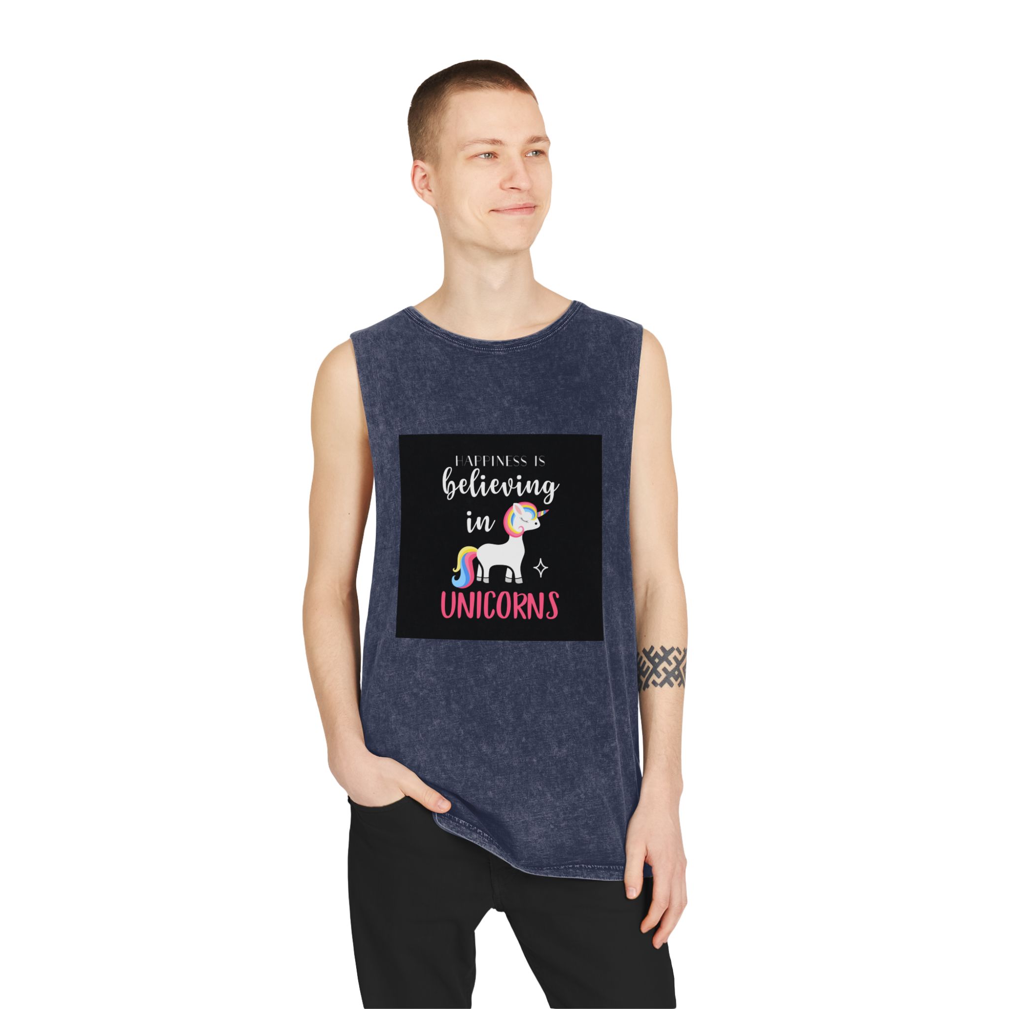 Unicorn 11 Unisex Stonewash Tank Top - Image 15