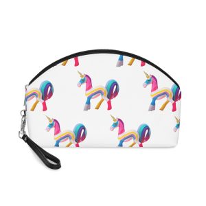 Raster Illustration Multicolored Unicorn Bright Pink Background Fictional Creature Animal Horse Rainbow Iridescent Horn Fabulous Fiction Magic Concept 3d Artwork Raster Background Makeup Bag