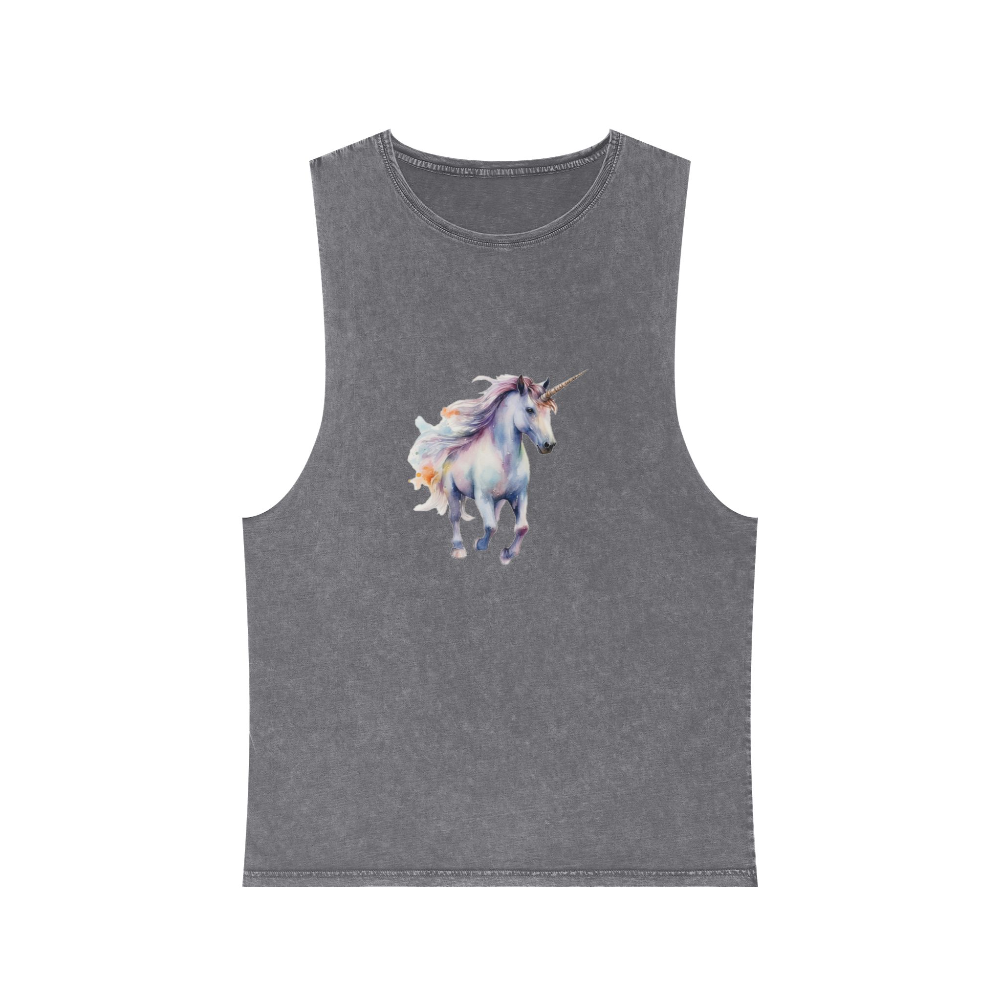 Painting Unicorn With Long Mane Colorful Mane Generative Ai (4) Unisex Stonewash Tank Top - Image 9