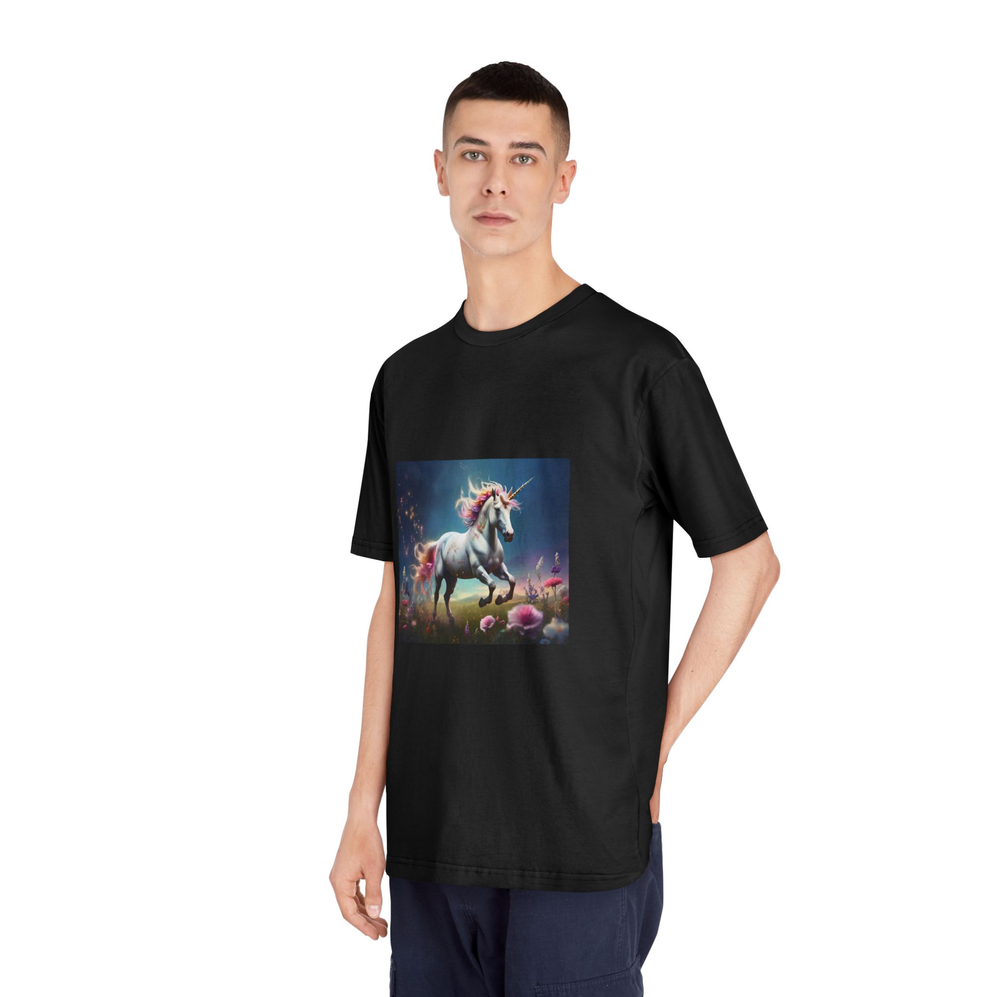Beautiful Unicorn Running Magical Meadow Unicorn Background Images Whimsical Unicorn (34) Unisex Classic Crewneck T Shirt - Image 8