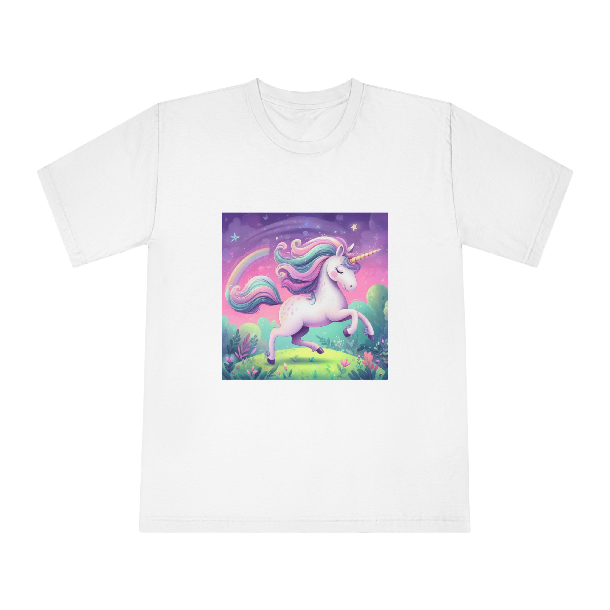 Beautiful Unicorn Running Magical Meadow Unicorn Background Images Whimsical Unicorn (12) Unisex Classic Crewneck T Shirt