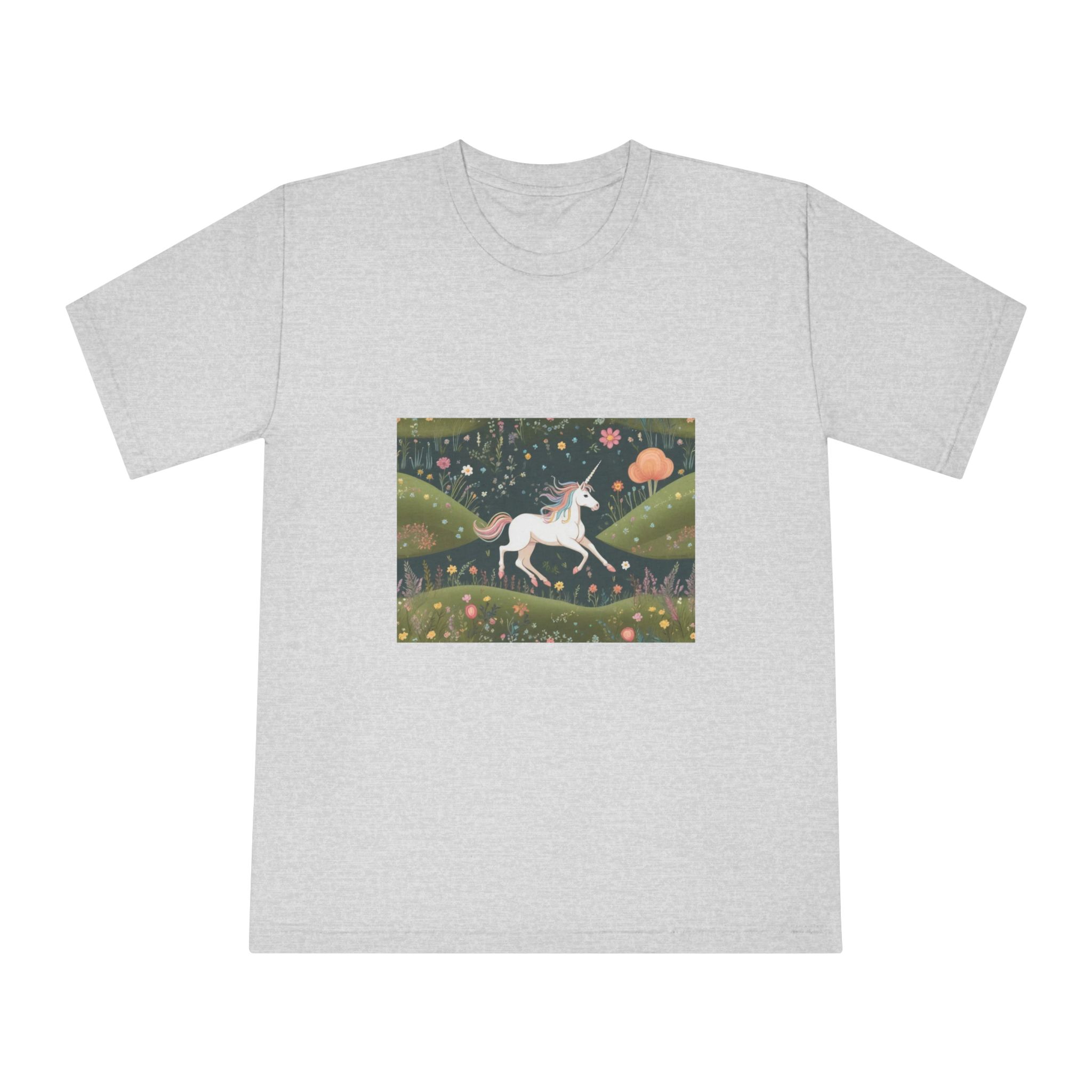 Beautiful Unicorn Running Magical Meadow Unicorn Background Images Whimsical Unicorn (53) Unisex Classic Crewneck T Shirt - Image 13
