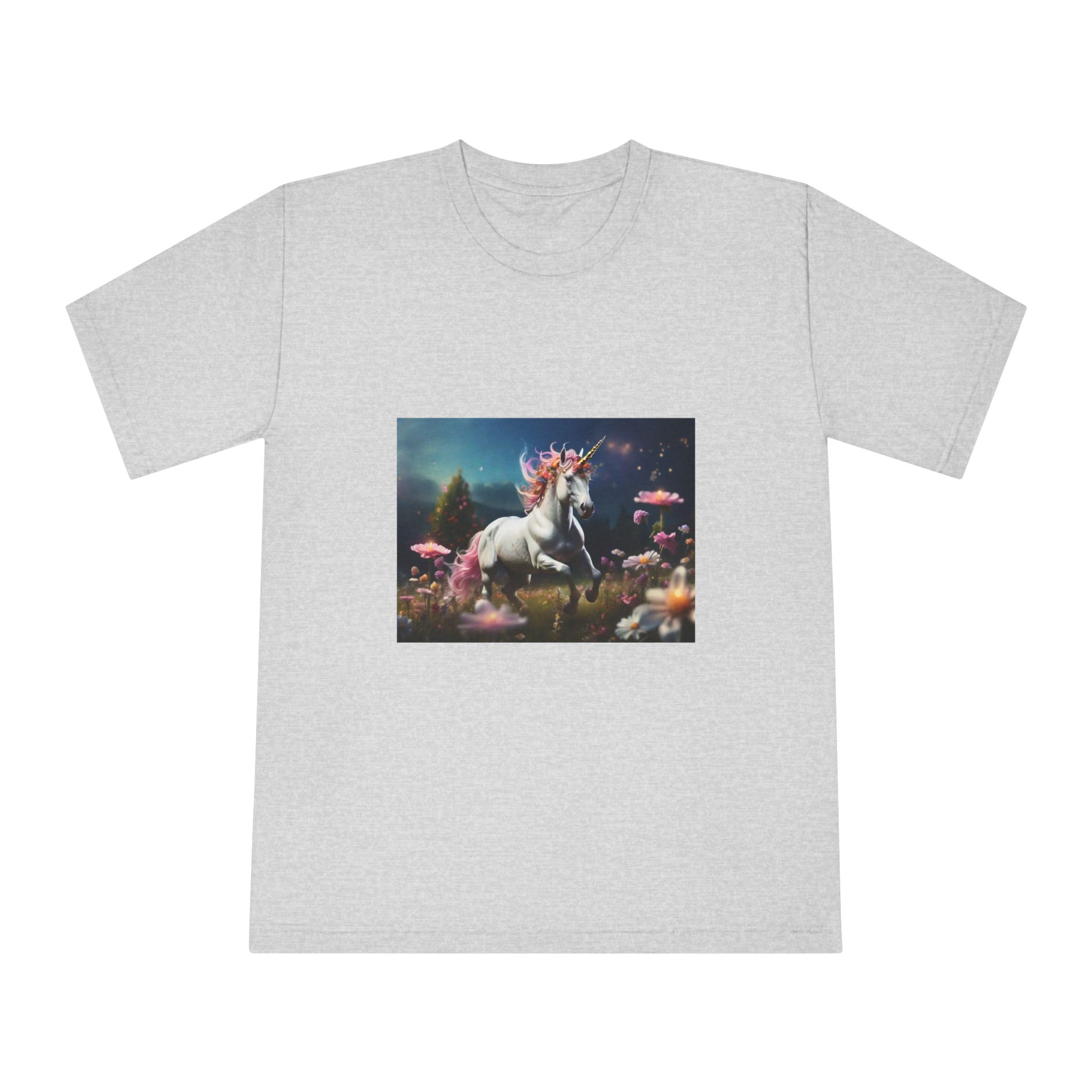 Beautiful Unicorn Running Magical Meadow Unicorn Background Images Whimsical Unicorn (23) Unisex Classic Crewneck T Shirt - Image 13