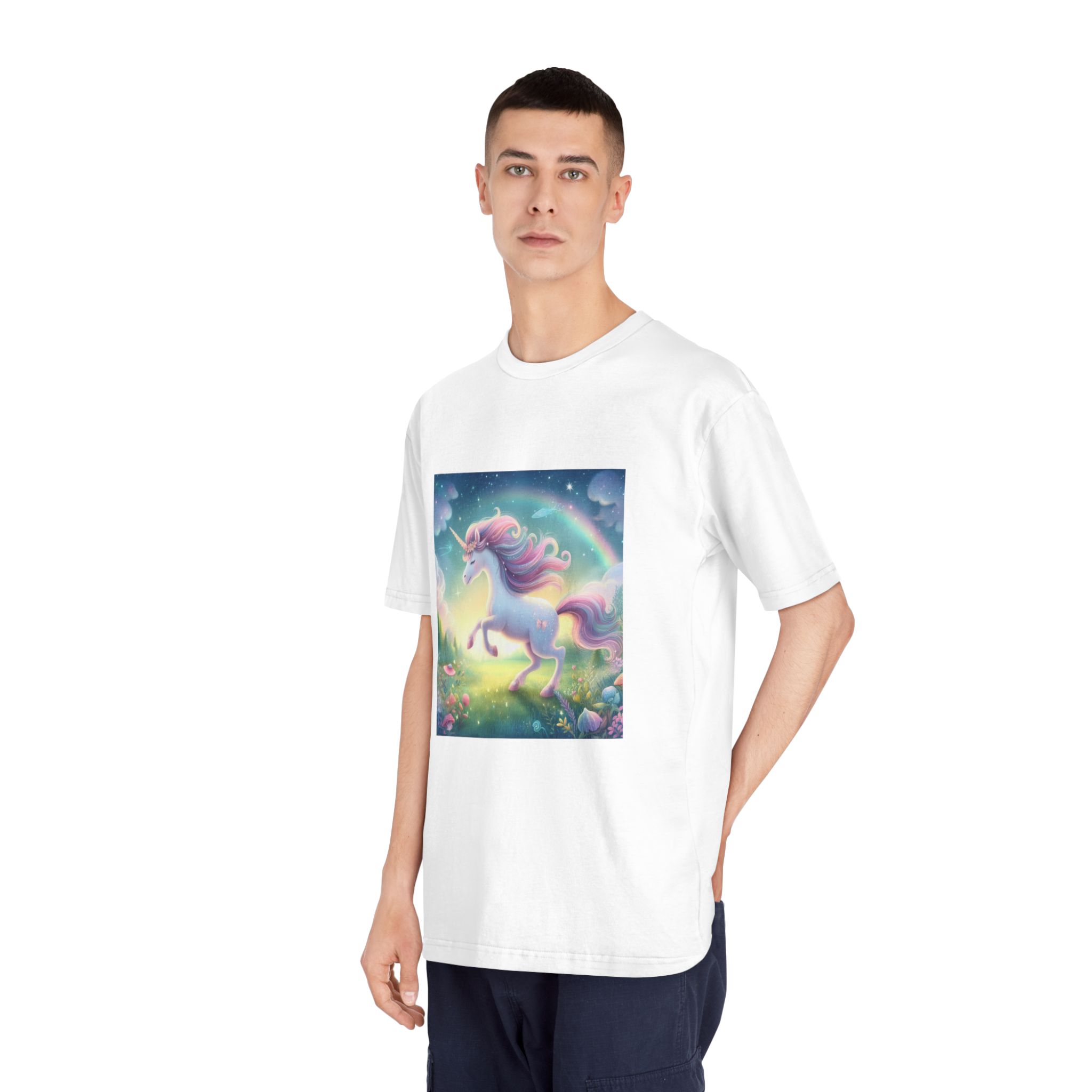 Beautiful Unicorn Running Magical Meadow Unicorn Background Images Whimsical Unicorn (21) Unisex Classic Crewneck T Shirt - Image 4