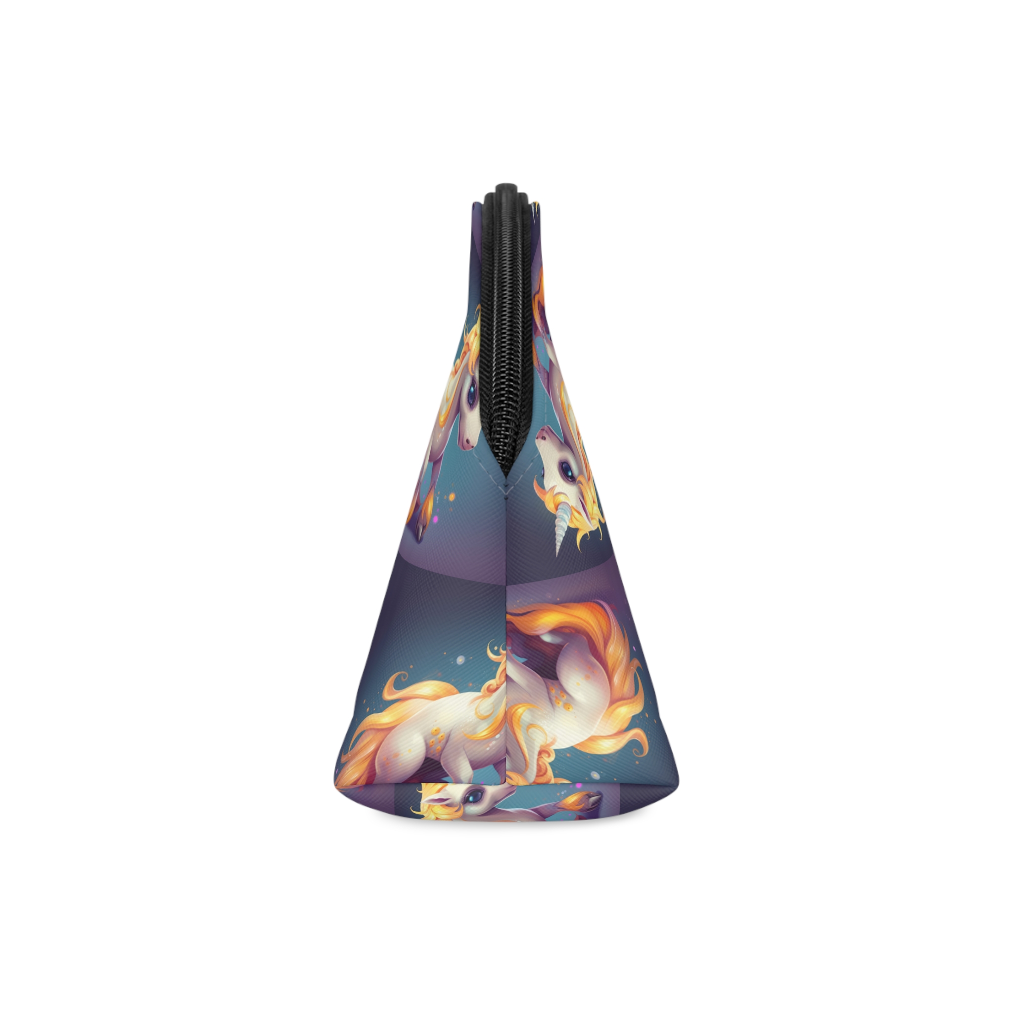 Cute Unicorn With Long Colorful Mane Dark Background Generative Ai Makeup Bag - Image 4