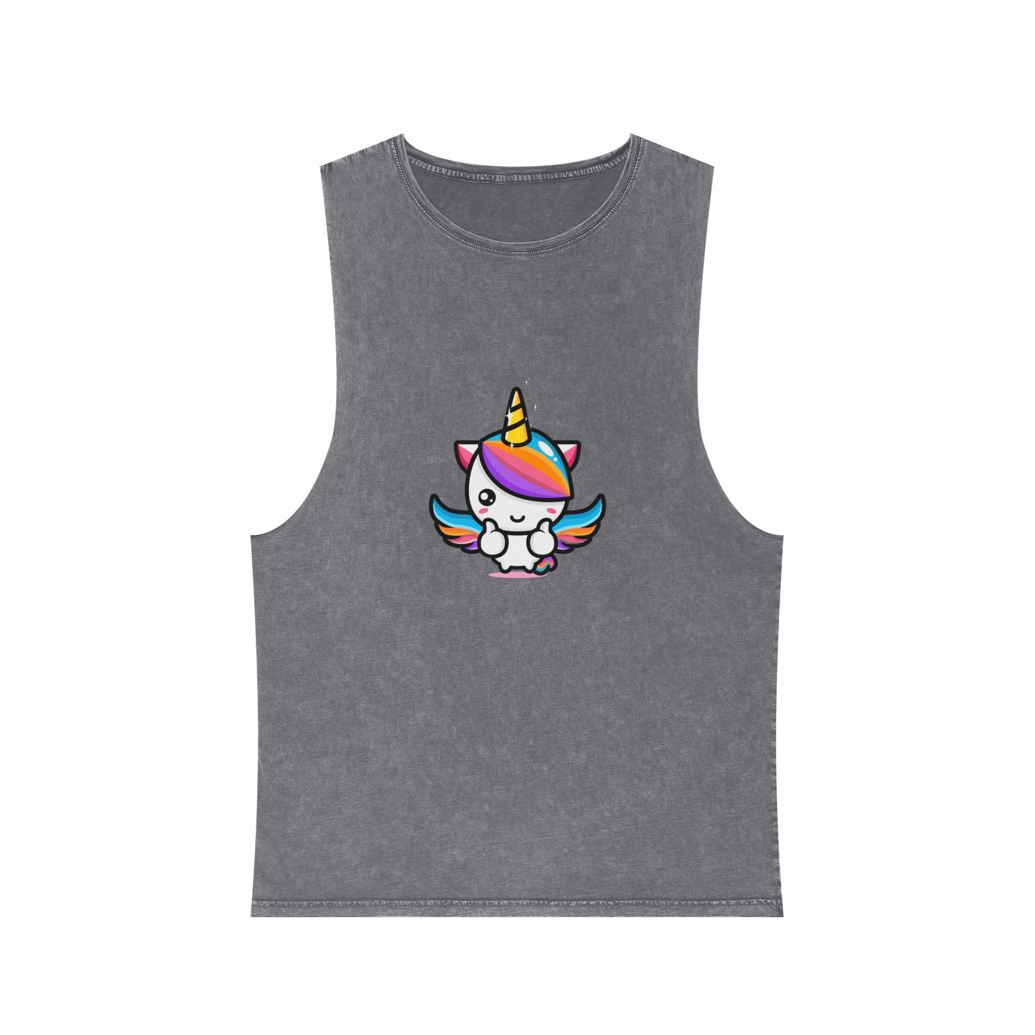 Cute Unicorn Mascot Design Unisex Stonewash Tank Top - Image 9
