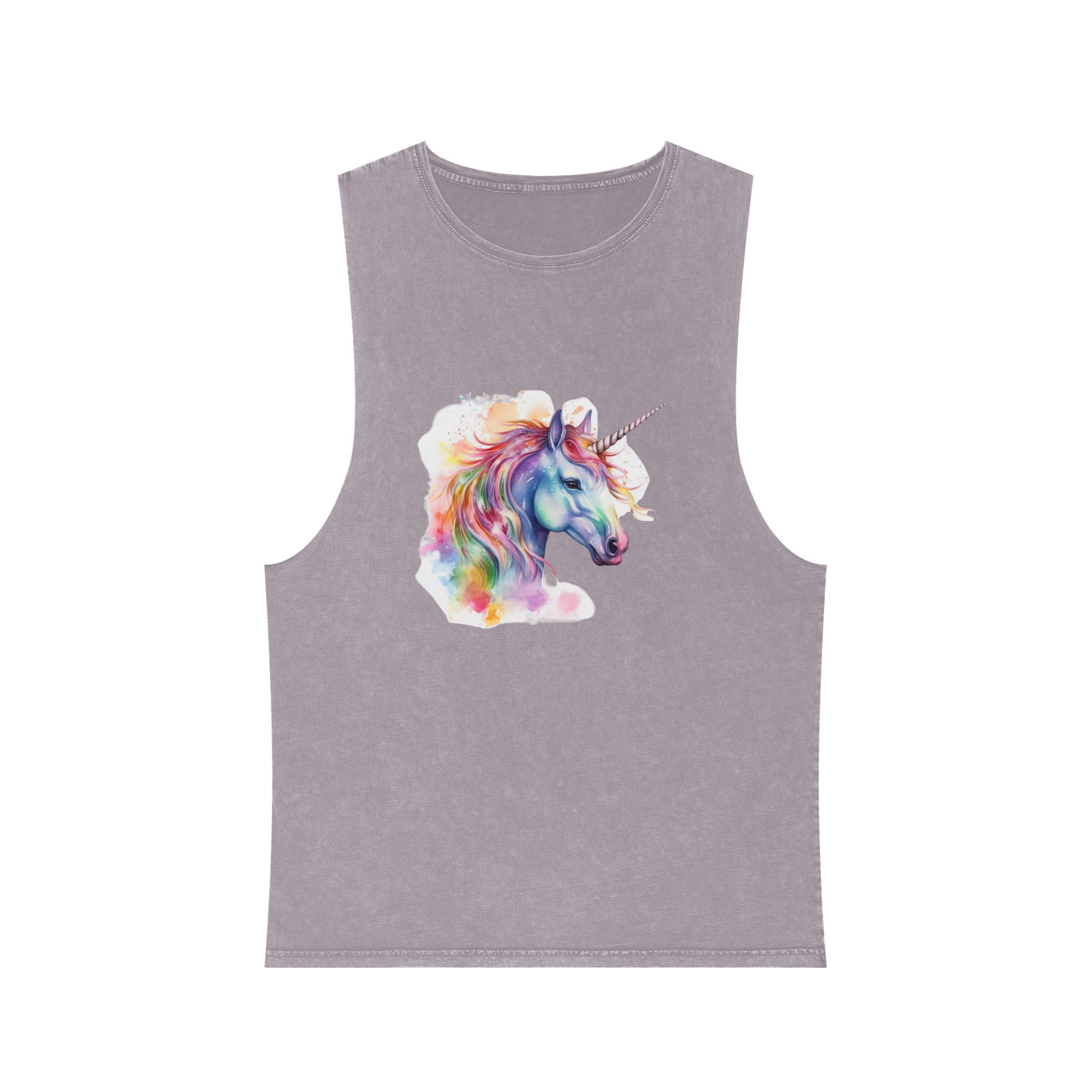 Coloful Unicorn Unisex Stonewash Tank Top - Image 17