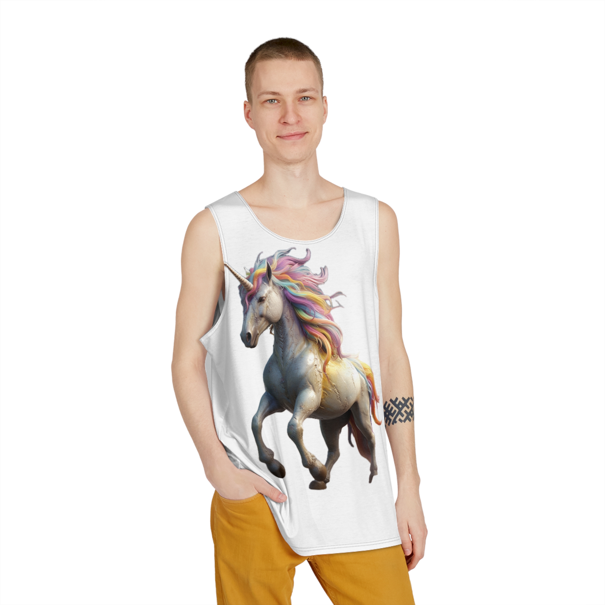 Colorful 3d Mythical Unicorn Mens Tank Aop - Image 3