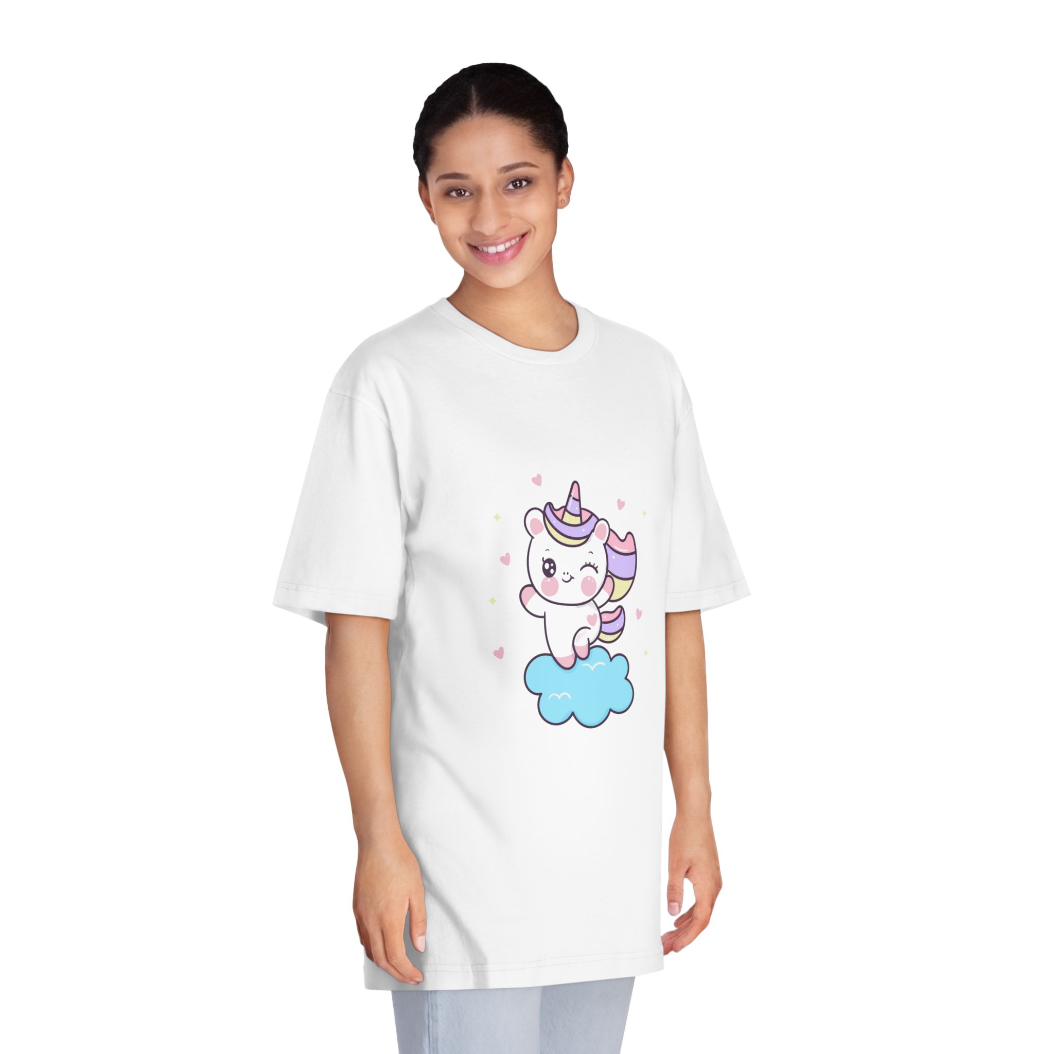 Unicorn Cloud Kawaii Animal Cartoon Fairytale Character Unisex Classic Crewneck T Shirt - Image 3
