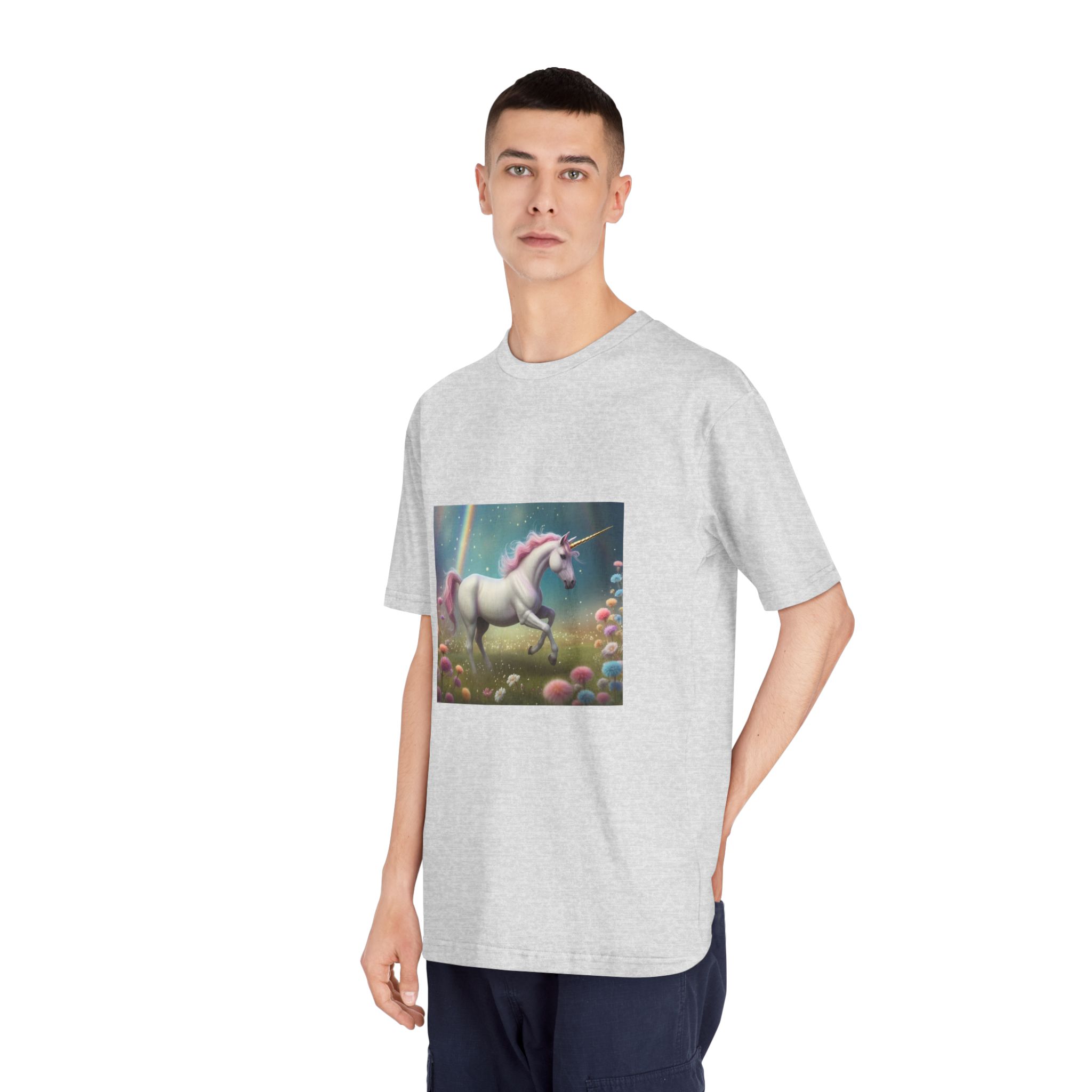 Beautiful Unicorn Running Magical Meadow Unicorn Background Images Whimsical Unicorn (30) Unisex Classic Crewneck T Shirt - Image 16