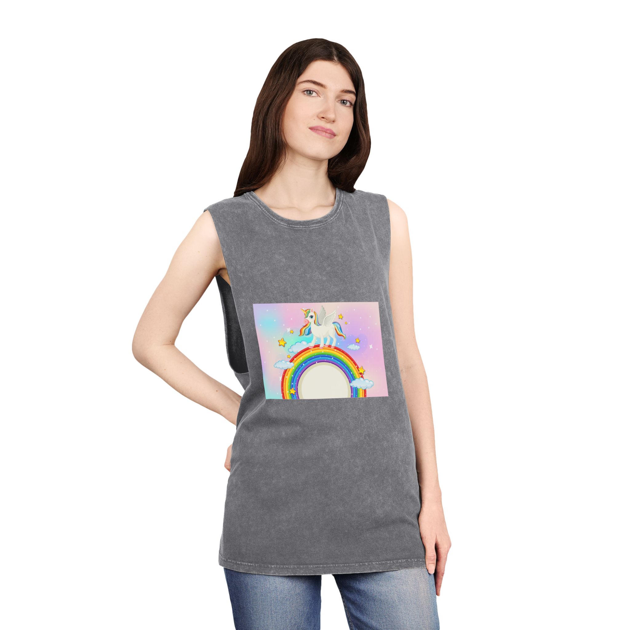 Unicorn V4 Unisex Stonewash Tank Top - Image 12