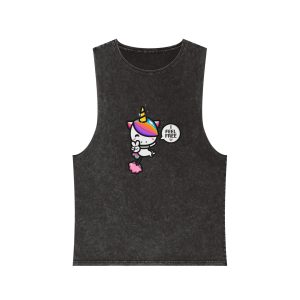 Cute Unicorn Is Flying With Fart Unisex Stonewash Tank Top
