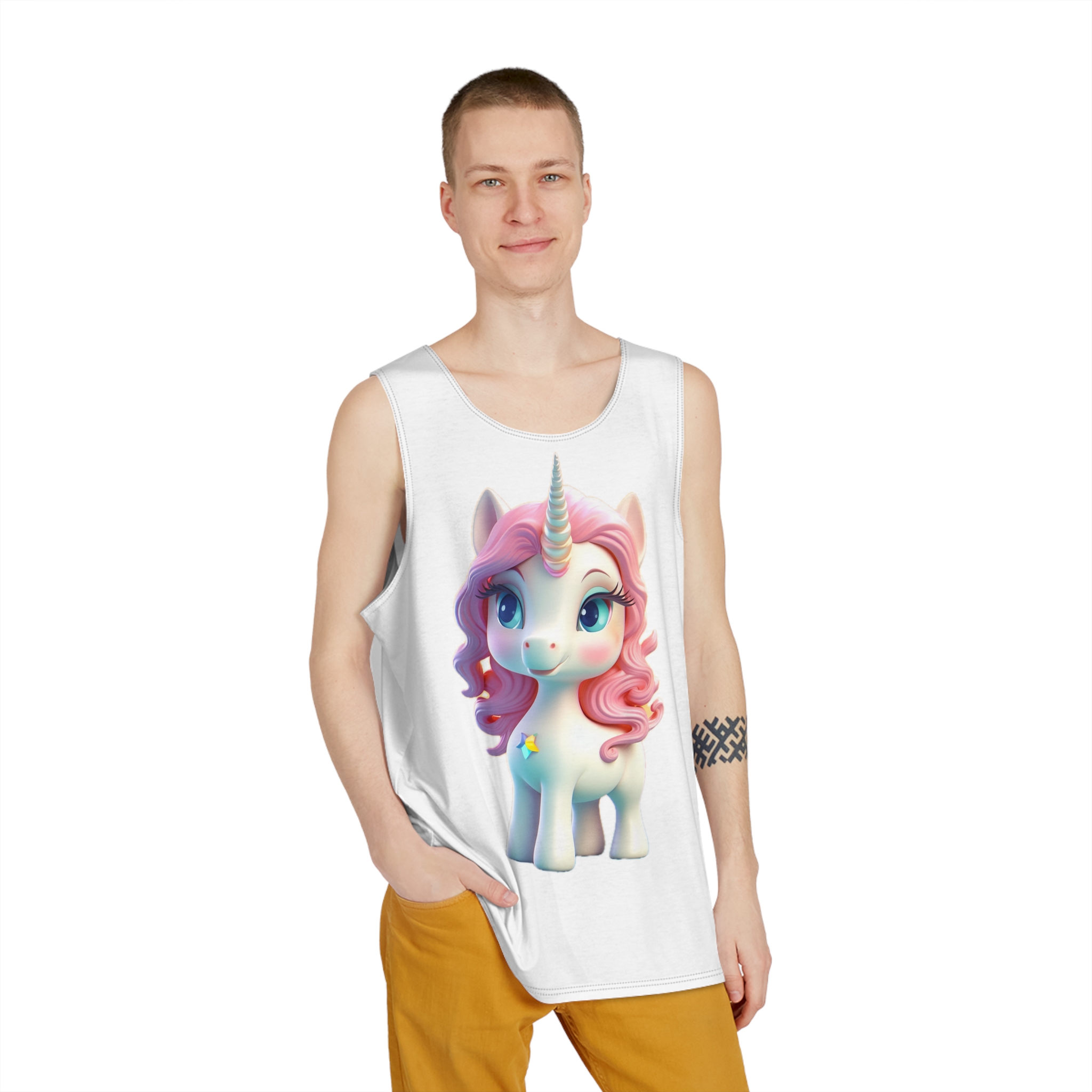 Colorful Cartoon Animated 3d Unicorn Children (14) Mens Tank Aop - Image 3