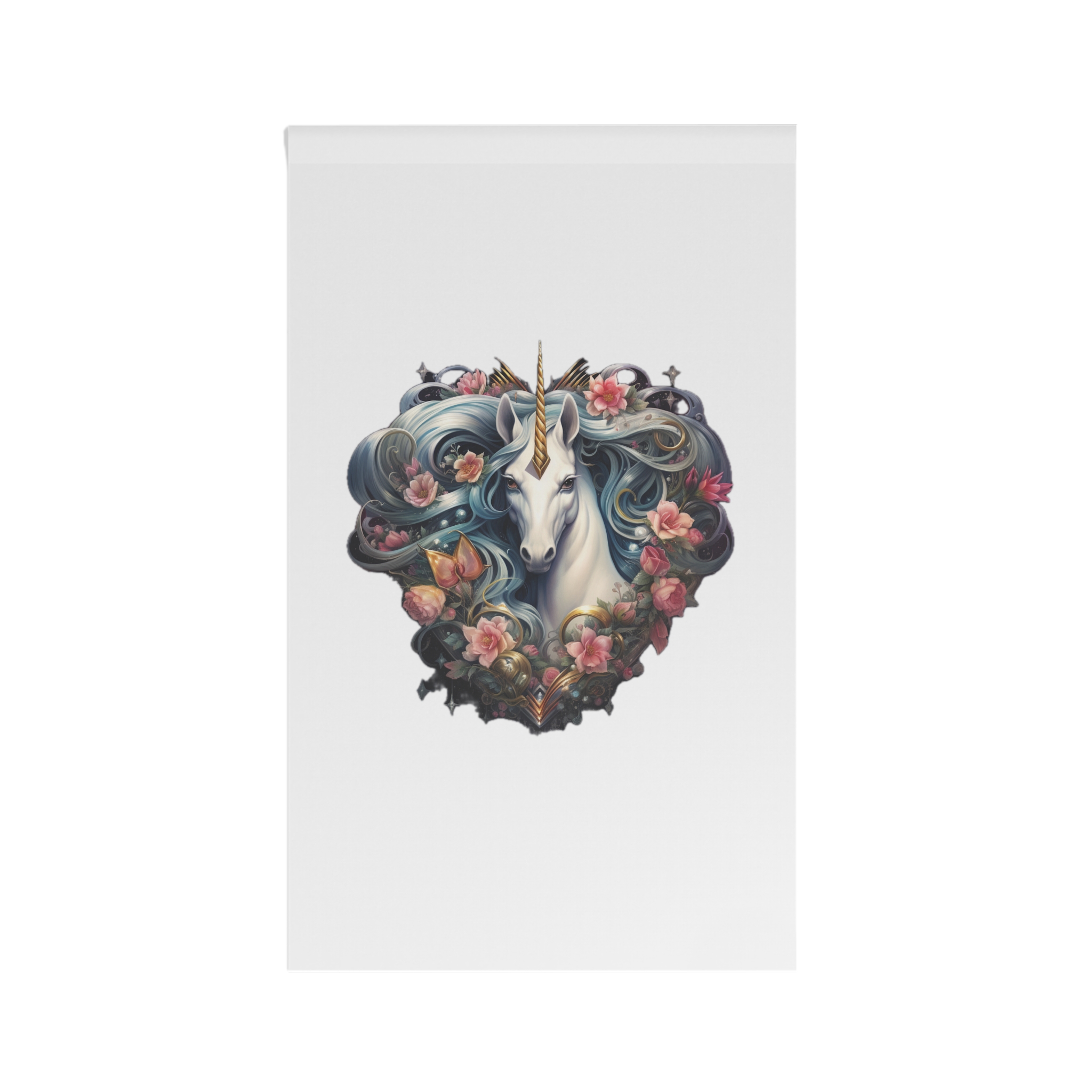 Unicorn With Blue Hair Flowers Heart Shape Generative Ai House Banner