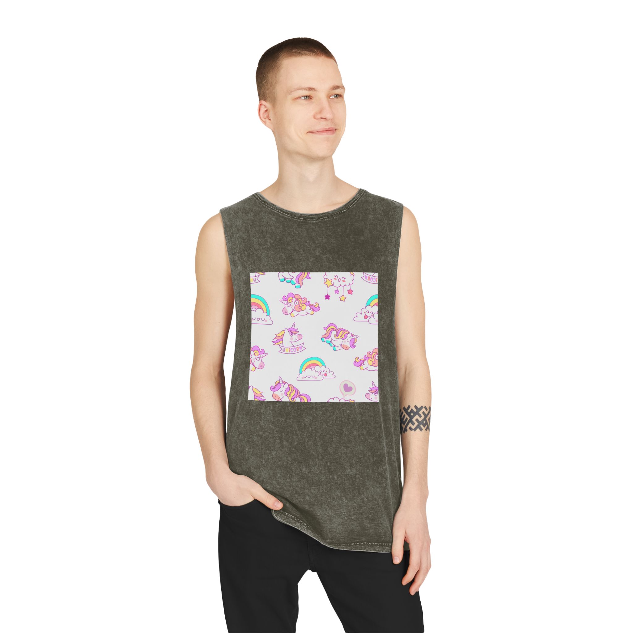 Seamless Unicorn Unisex Stonewash Tank Top - Image 7