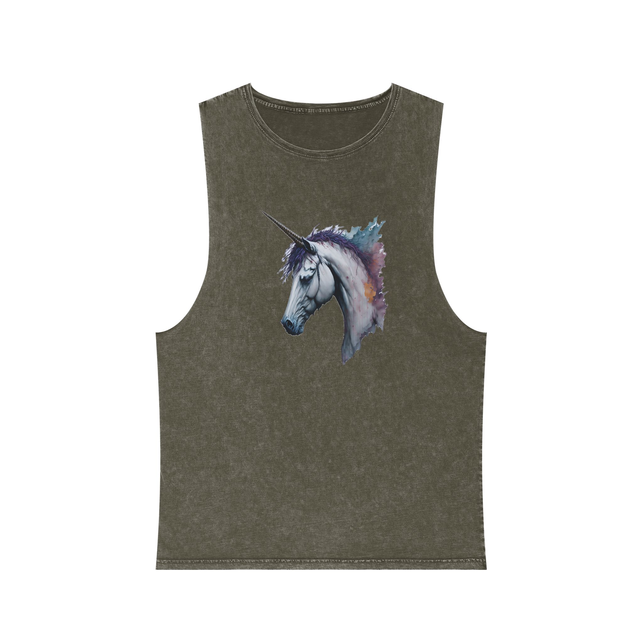 Illustration Unicorn Painted Watercolor Technique Generative Ai Decorative Painting Unisex Stonewash Tank Top - Image 5