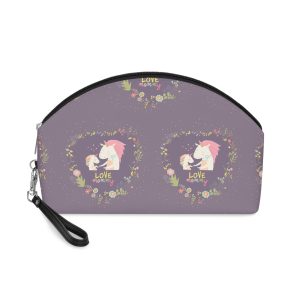 Cute Small Unicorn With Mom Wreath Makeup Bag