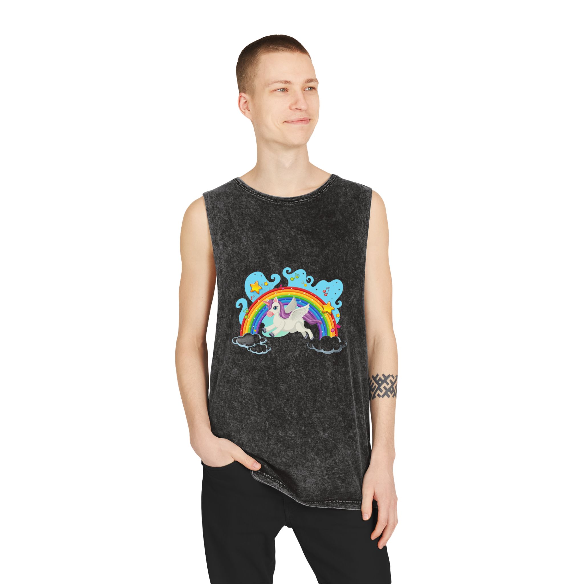 Unicorn V2 Unisex Stonewash Tank Top - Image 3