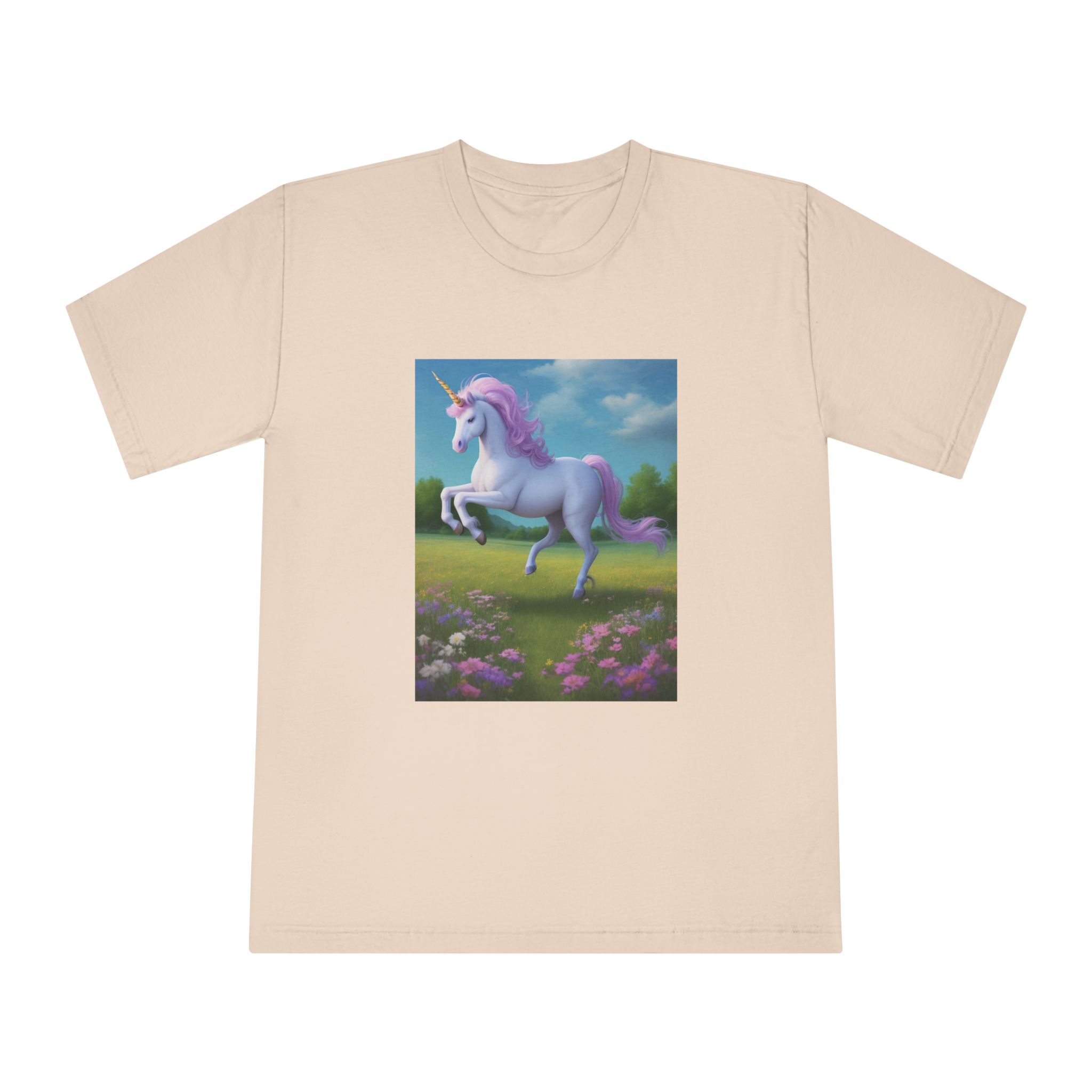 Beautiful Unicorn Running Magical Meadow Unicorn Background Images Whimsical Unicorn (3) Unisex Classic Crewneck T Shirt - Image 9