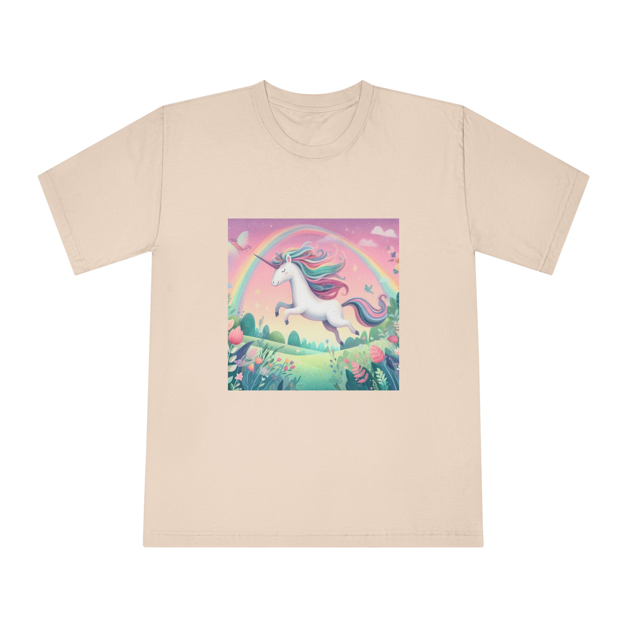 Beautiful Unicorn Running Magical Meadow Unicorn Background Images Whimsical Unicorn (9) Unisex Classic Crewneck T Shirt - Image 9