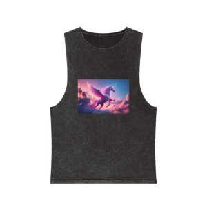 Magical Pink Unicorn Background Sky With Pink Clouds (1) Unisex Stonewash Tank Top