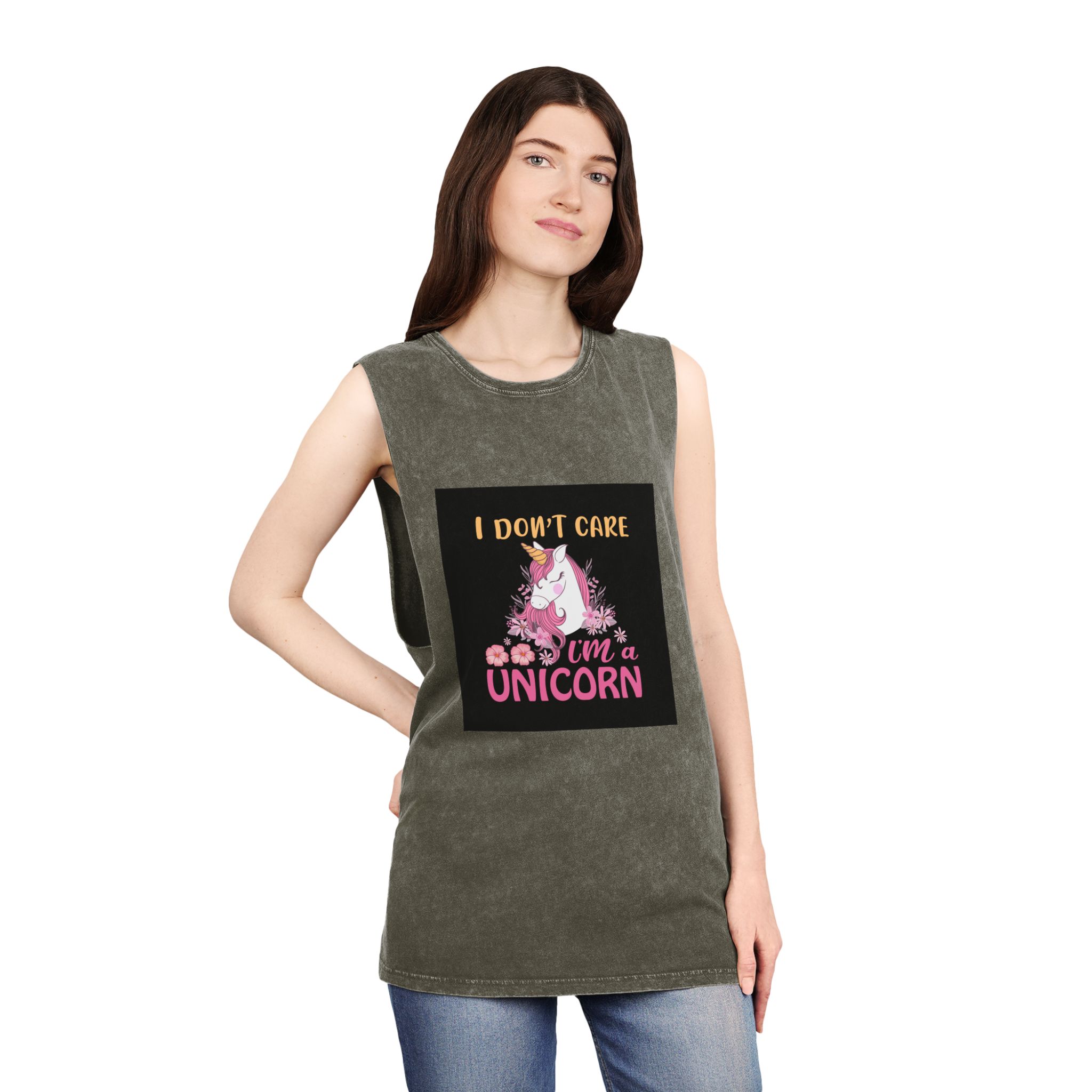 Unicorn 2 (1) Unisex Stonewash Tank Top - Image 8