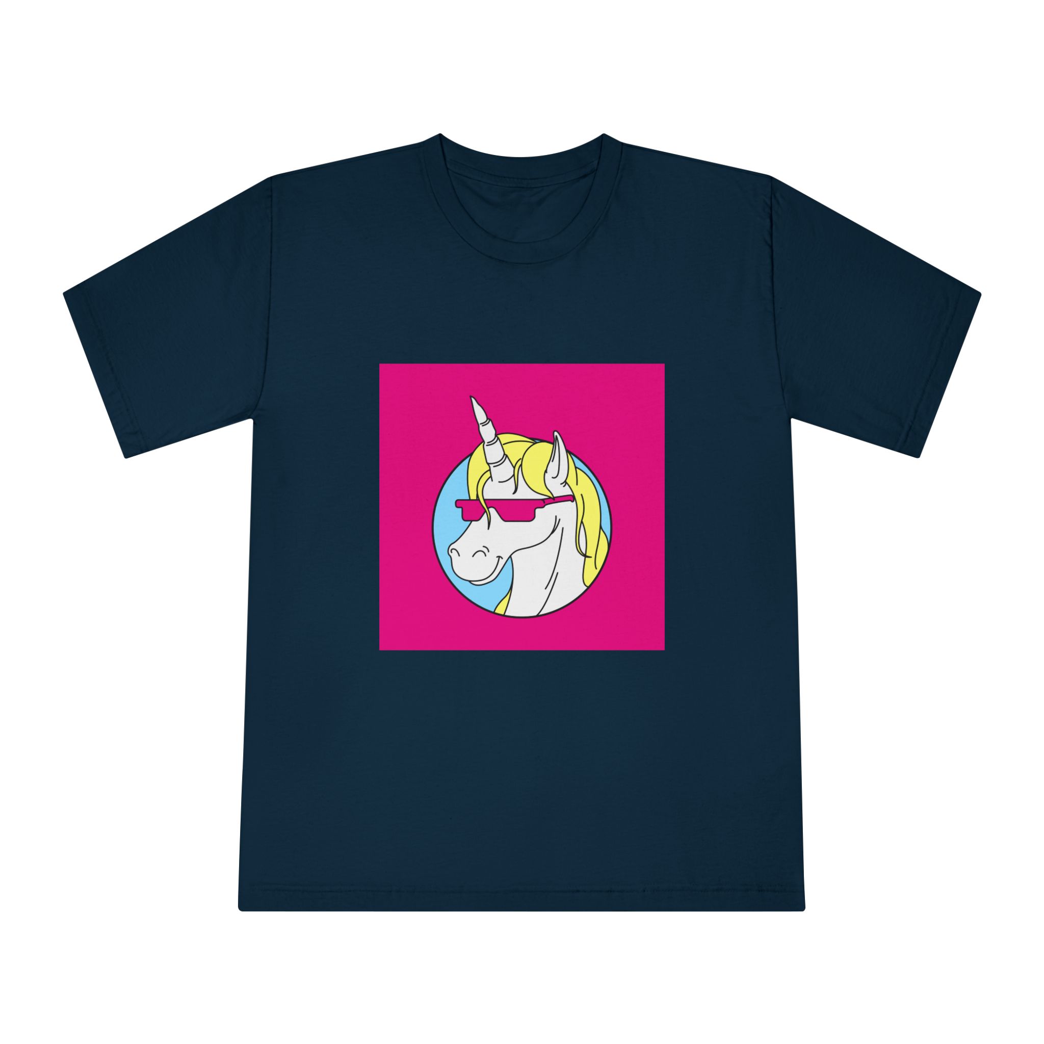 Retro Emblem of Unicorn Wearning A Glasses Unisex Classic Crewneck T Shirt - Image 17